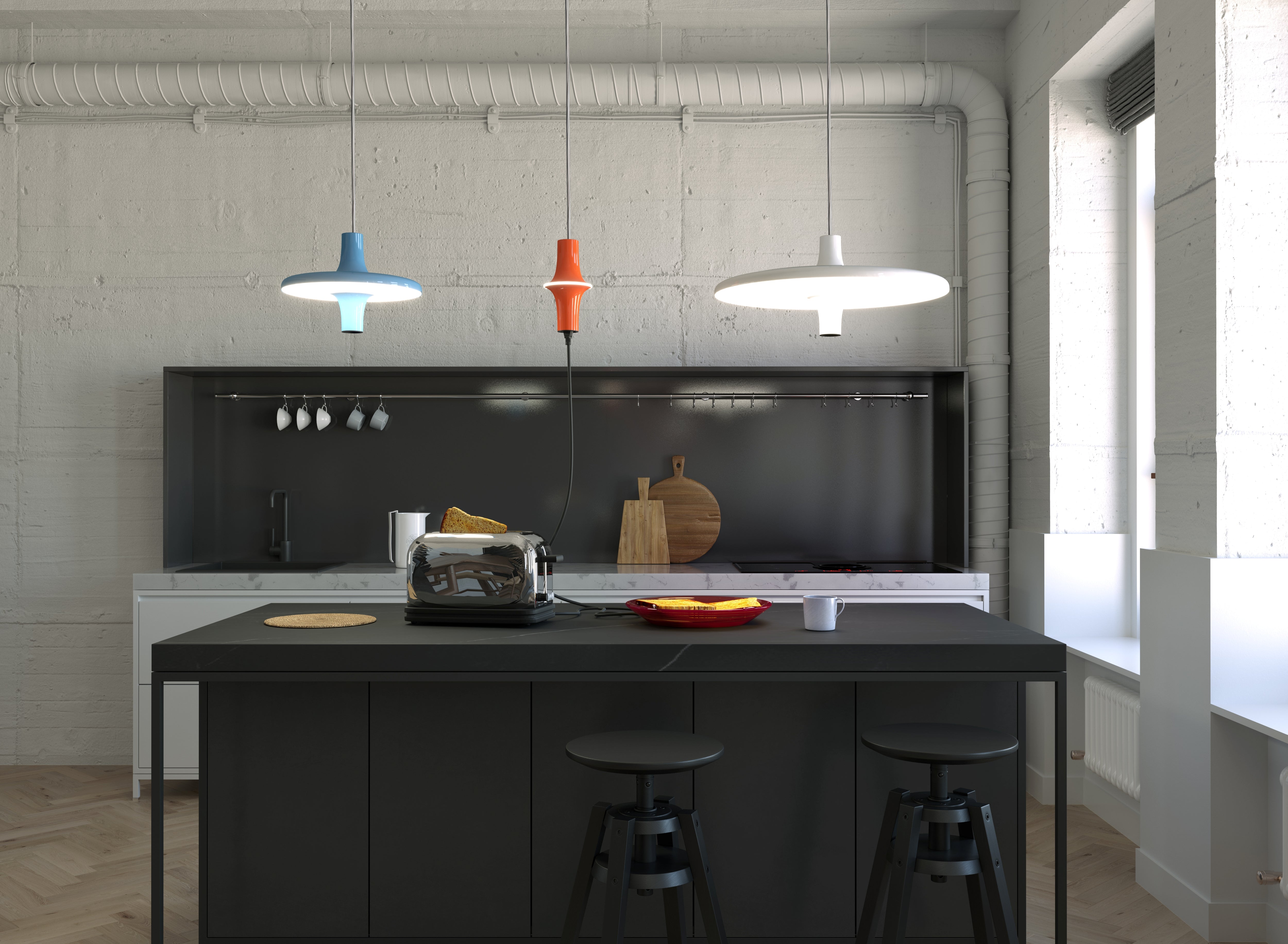 AVRO elongated pendant lamp in shimmering blue