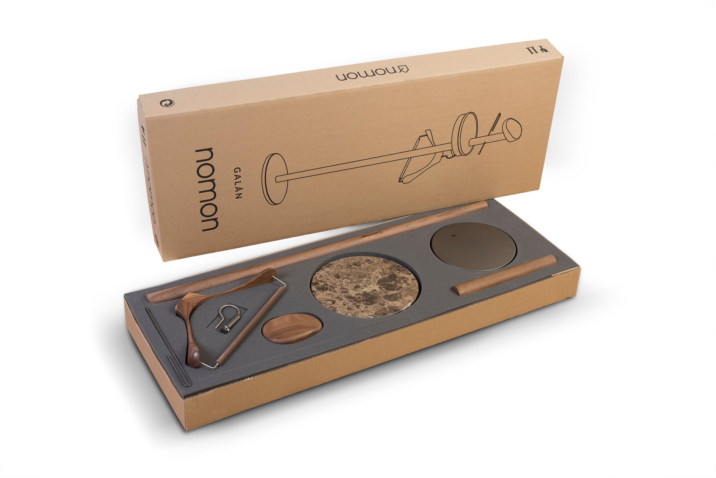 Galan M Kleiderständer aus Nussbaumholz mit braunem Marmor und grafitfarbener Oberfläche