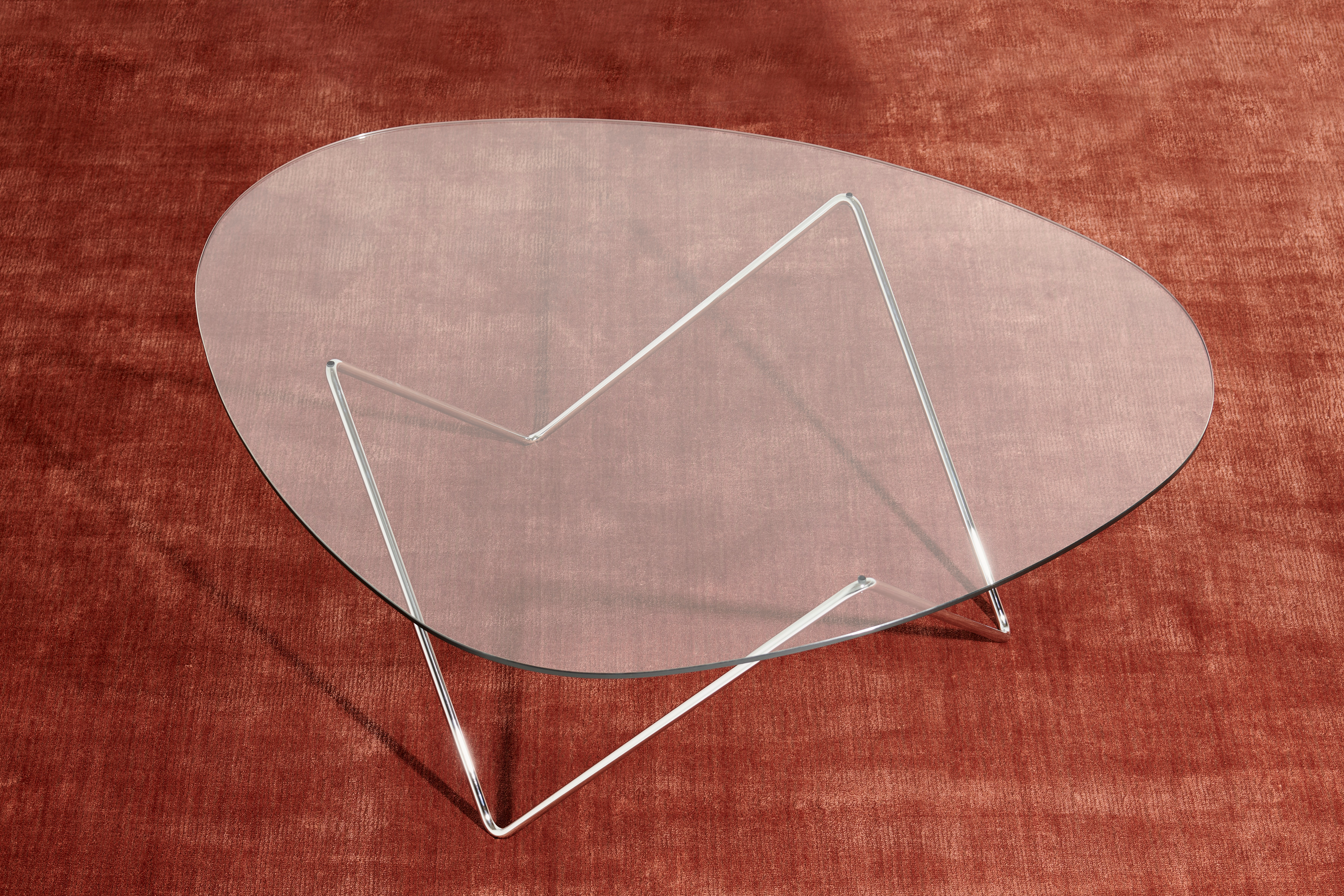 PEDRERA Coffee Table with Transparent Glass and Chrome Base