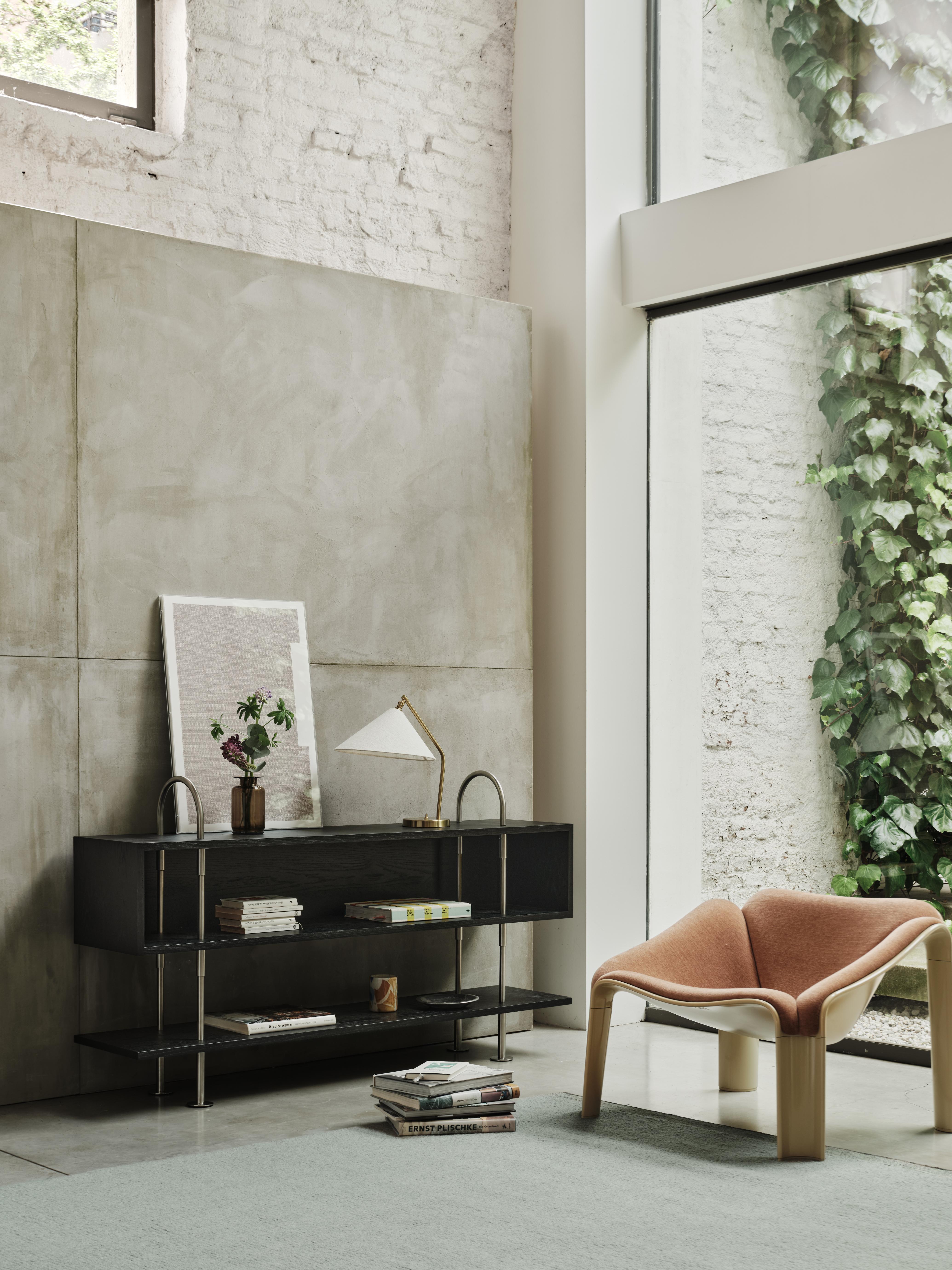 Lampa stołowa GRÄSHOPPA mosiądz i płótno