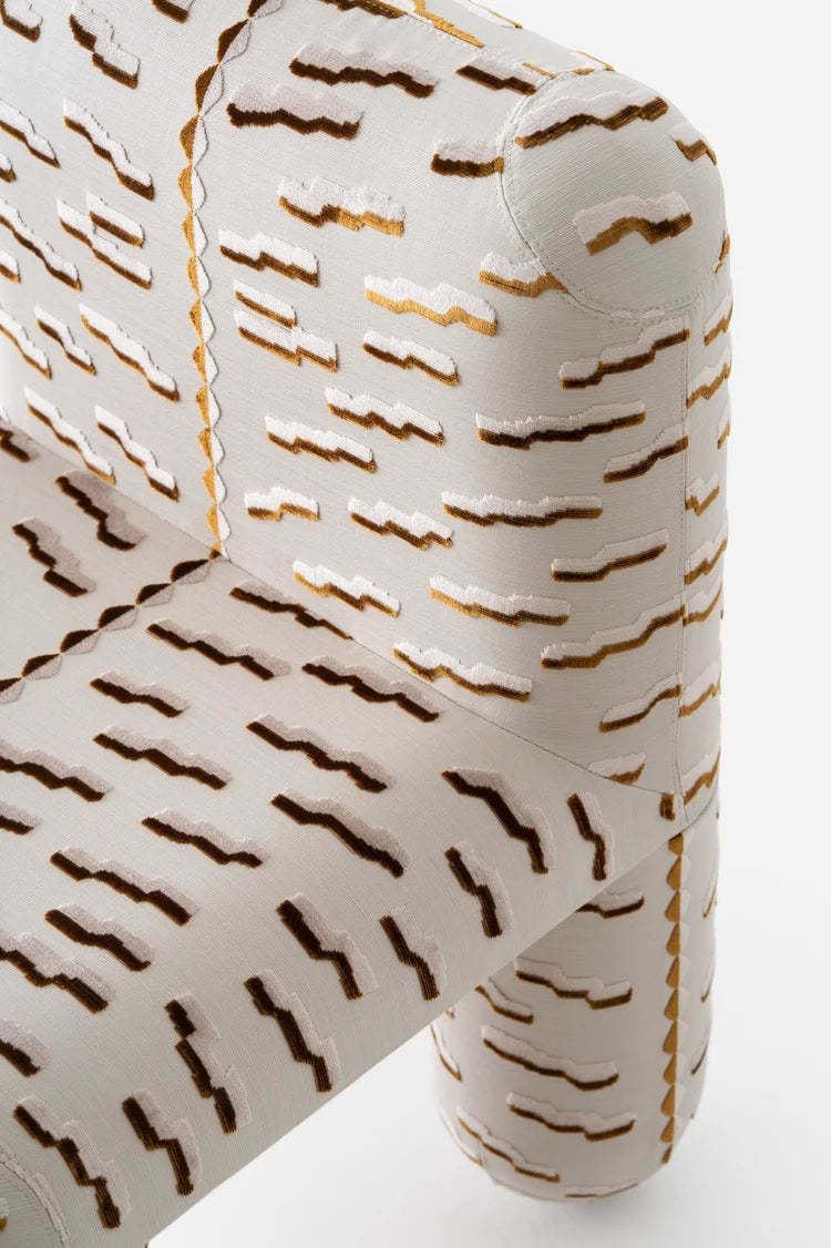 HELLO chair sand beige with brown pattern