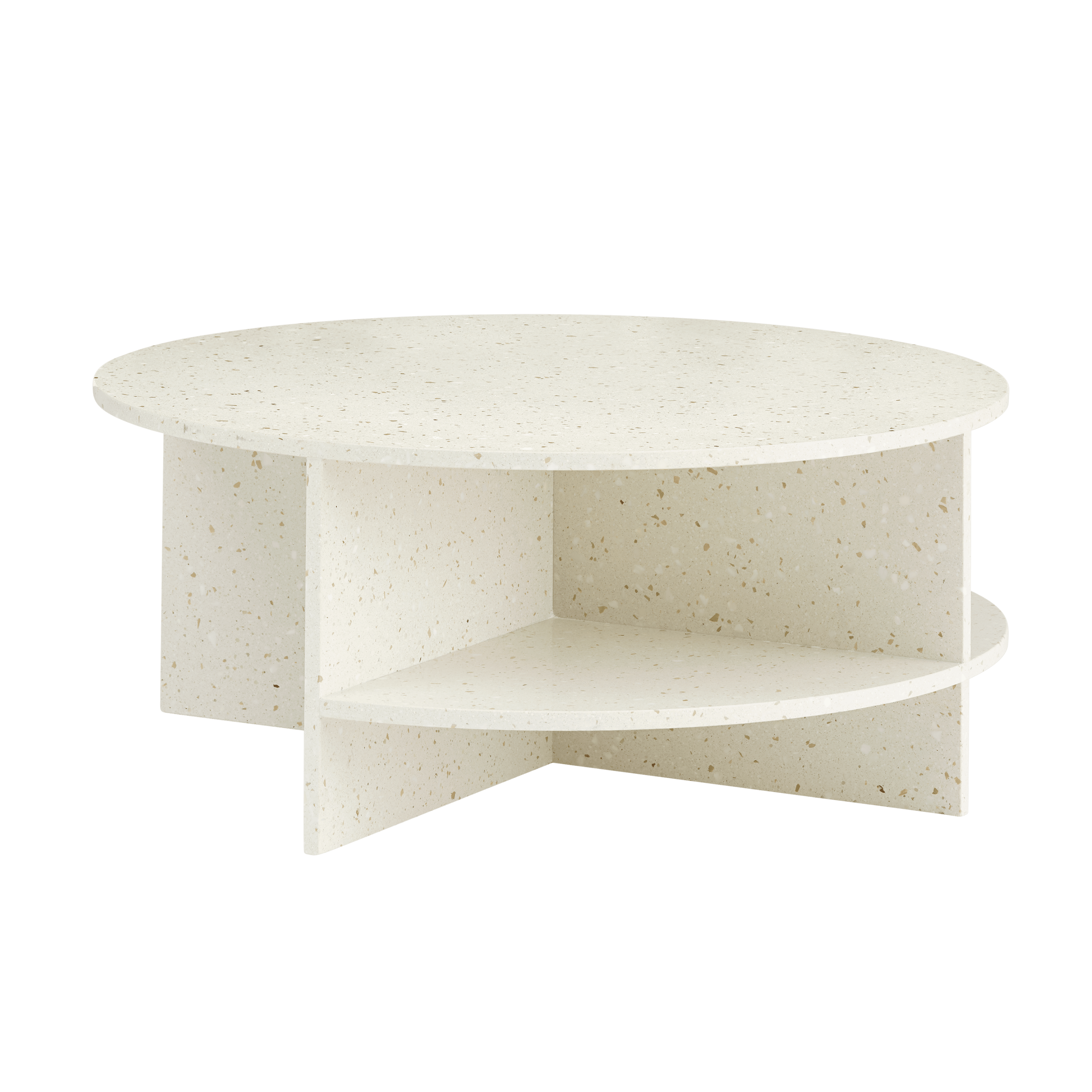 Couchtisch für den Außenbereich HALVES gebrochenes weißes Terrazzo