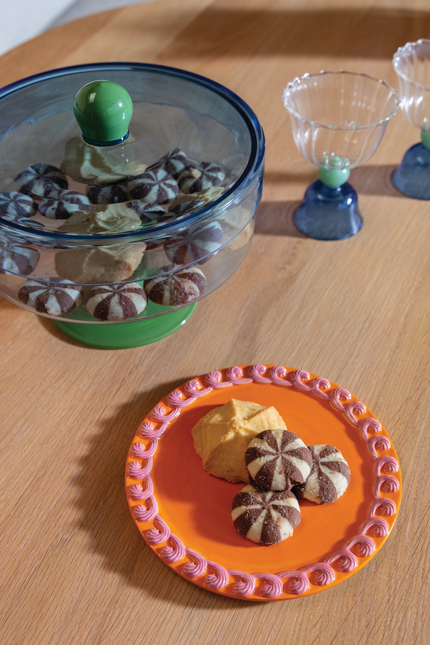 Patera z pokrywką DUO niebieski z zielonym