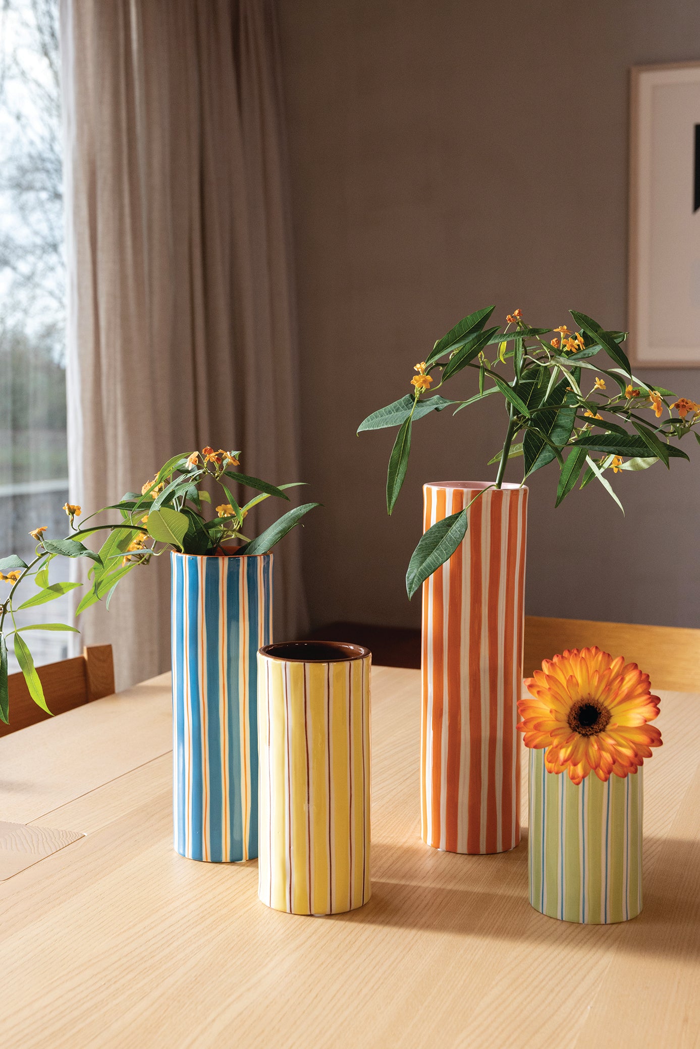 Wazon RAY żółty z brązowym i białym