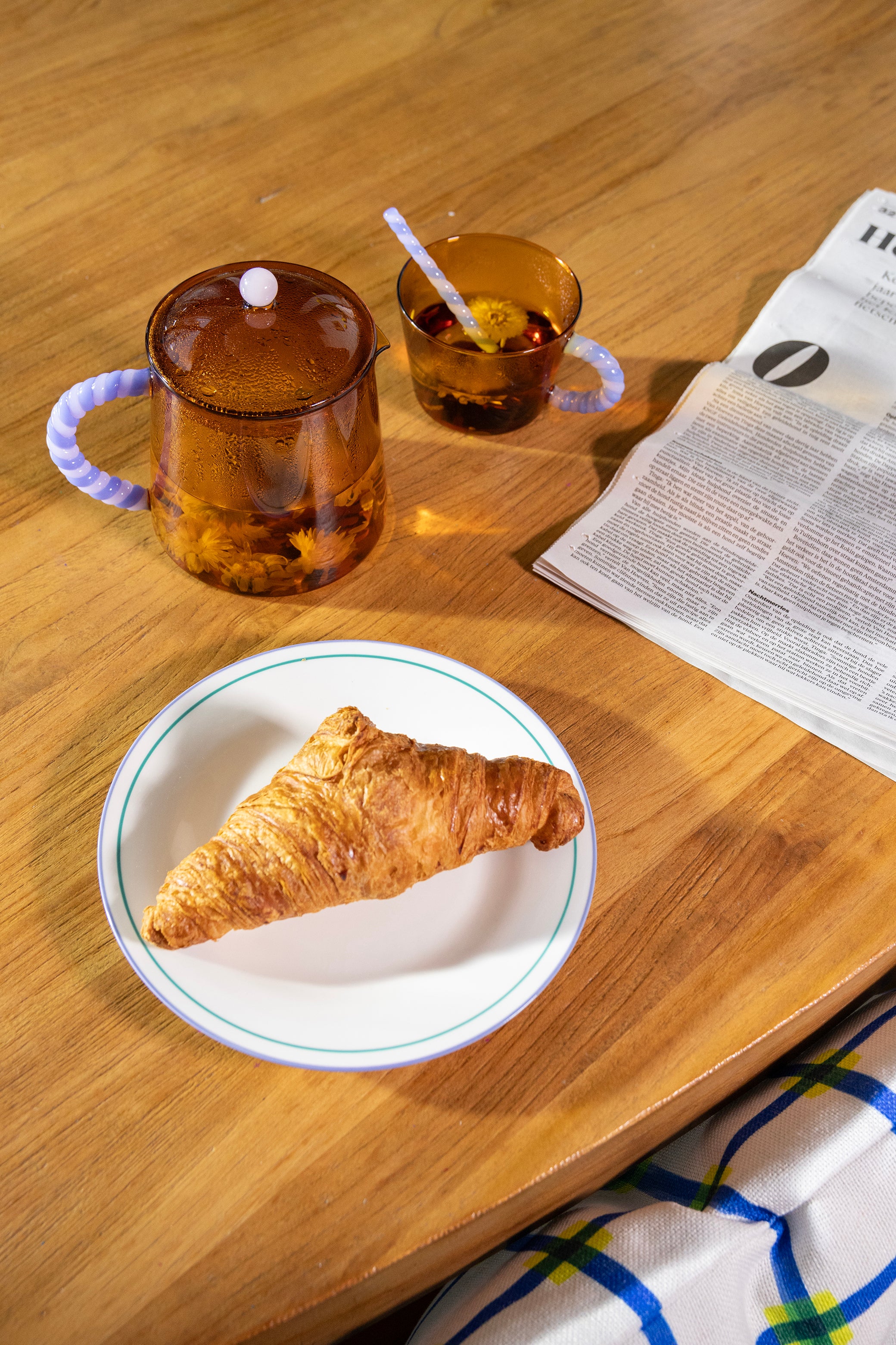 Dzbanek szklany DUET bursztynowy z fioletowym