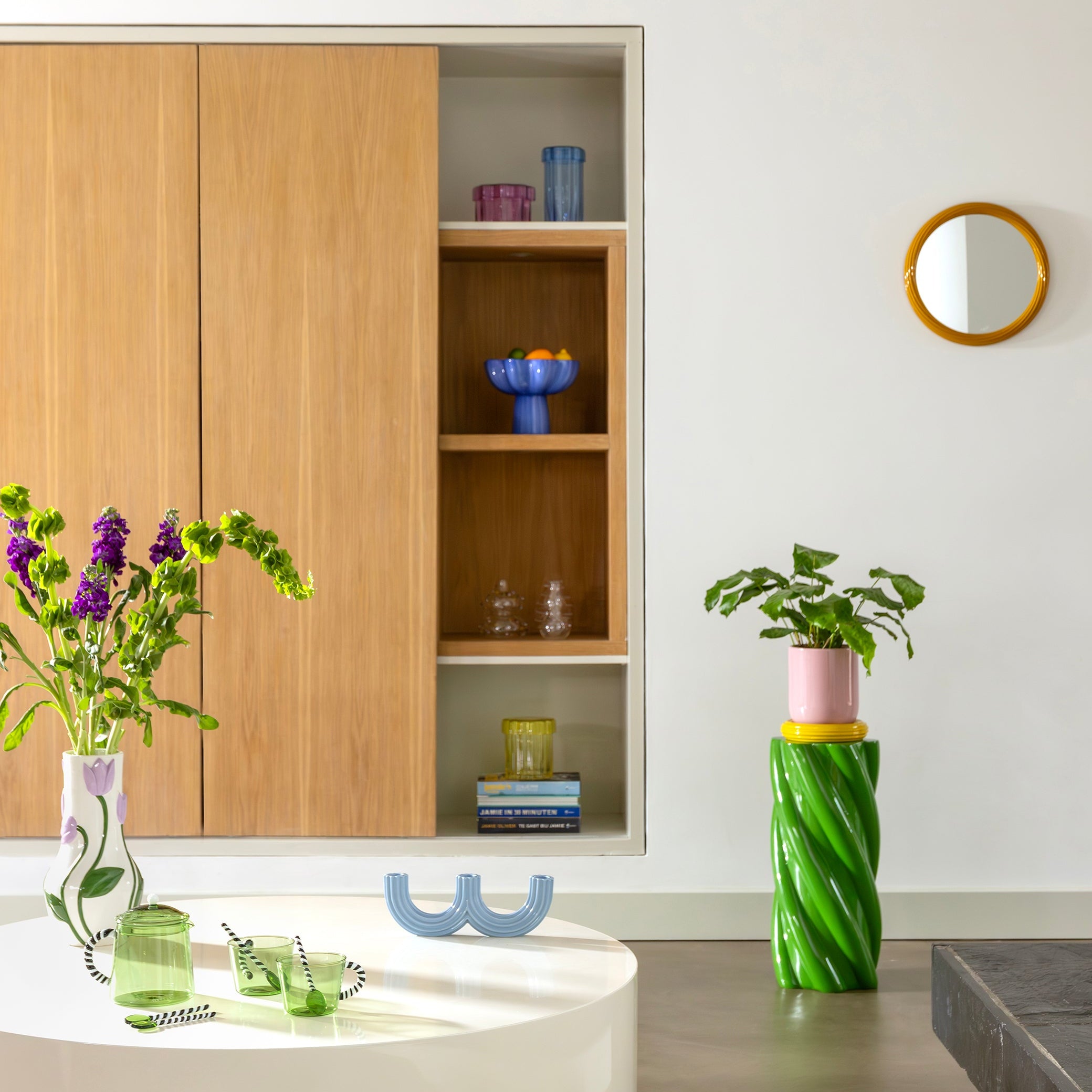 Lustro okrągłe CHURROS musztardowy