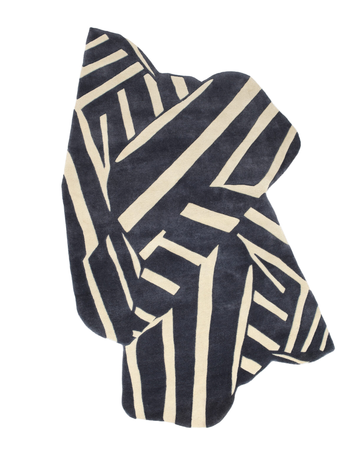 Asymmetrischer dekorativer Teppich INTO THE FOLD schwarz mit beige