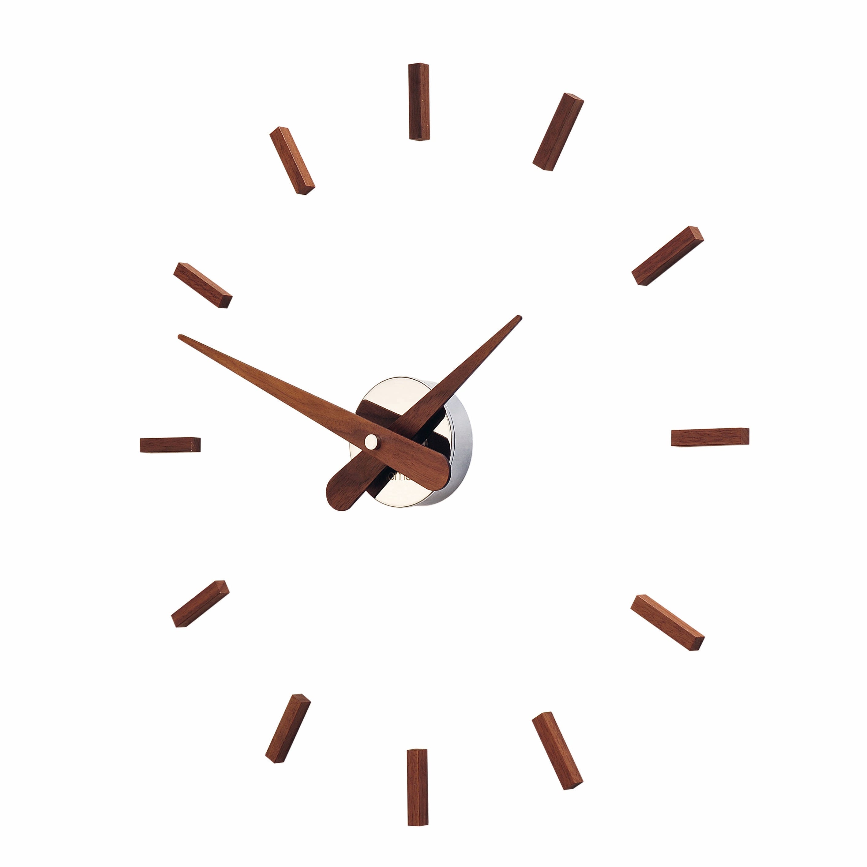 Wanduhr SUNSET aus Nussbaumholz mit verchromter Oberfläche