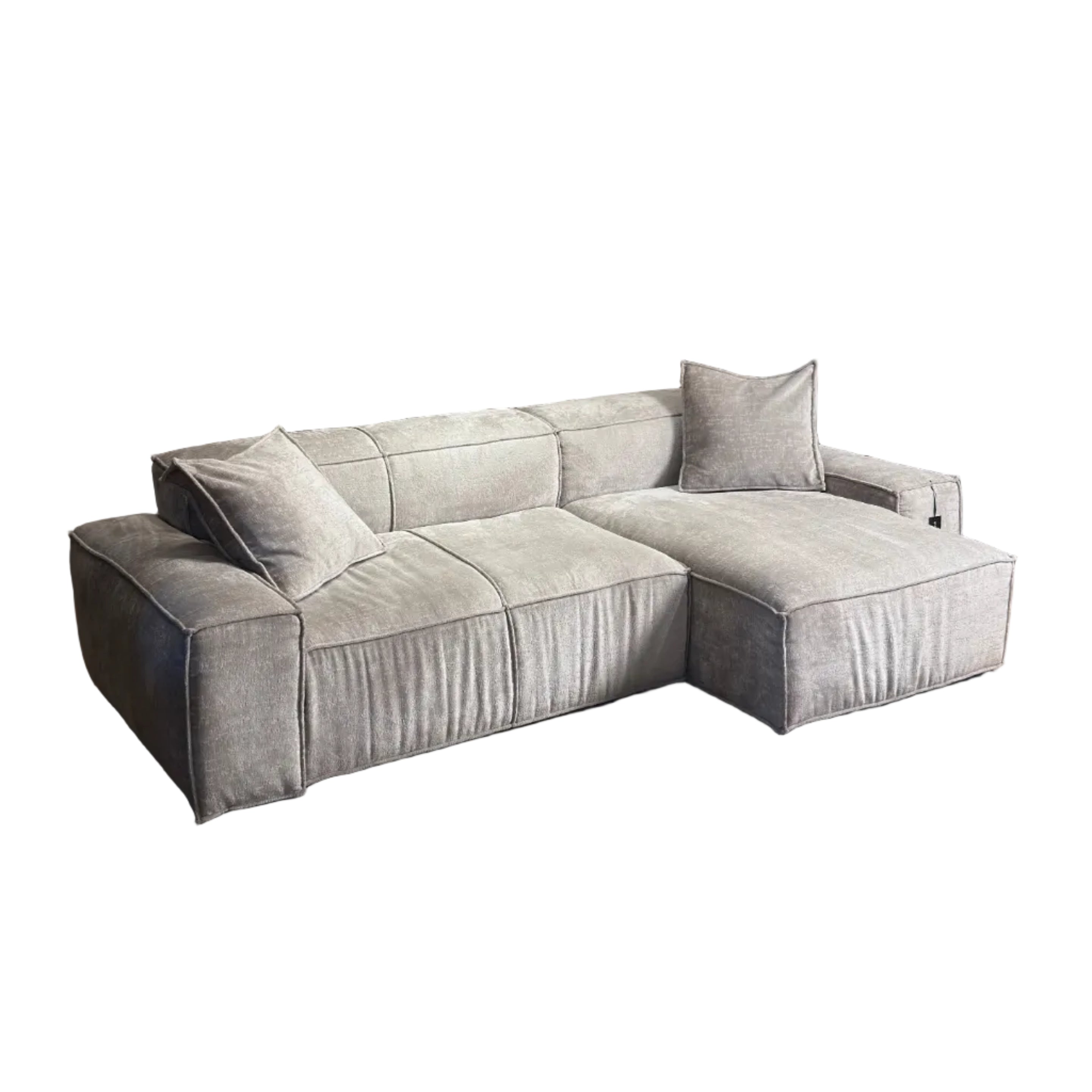 Narożnik z 2 poduszkami CUSHIONS szary w tkaninie Smeraldo - poekspozycyjny