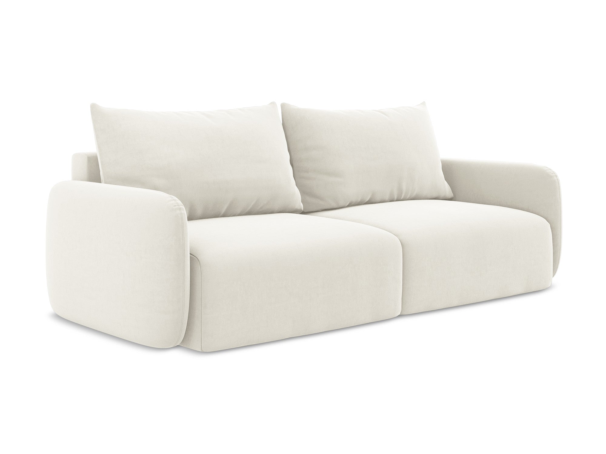 Velvet 3-Seater Sofa with Sleeping Function KALENA Light Beige