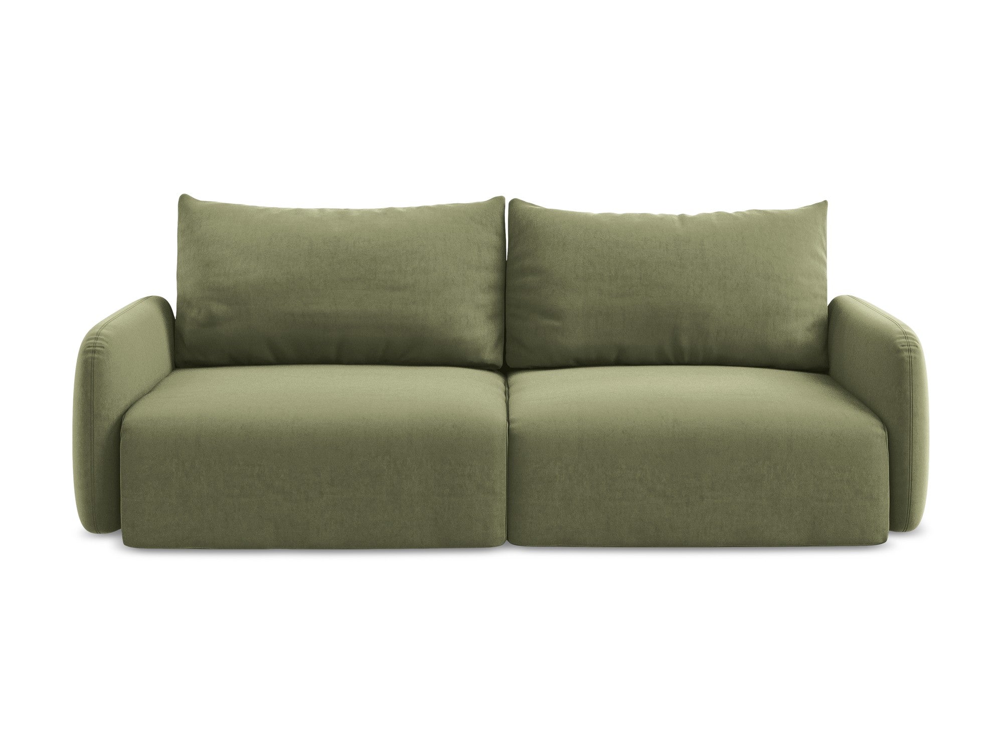 Olive Green Velvet 3-Seater Sofa with Sleeping Function KALENA