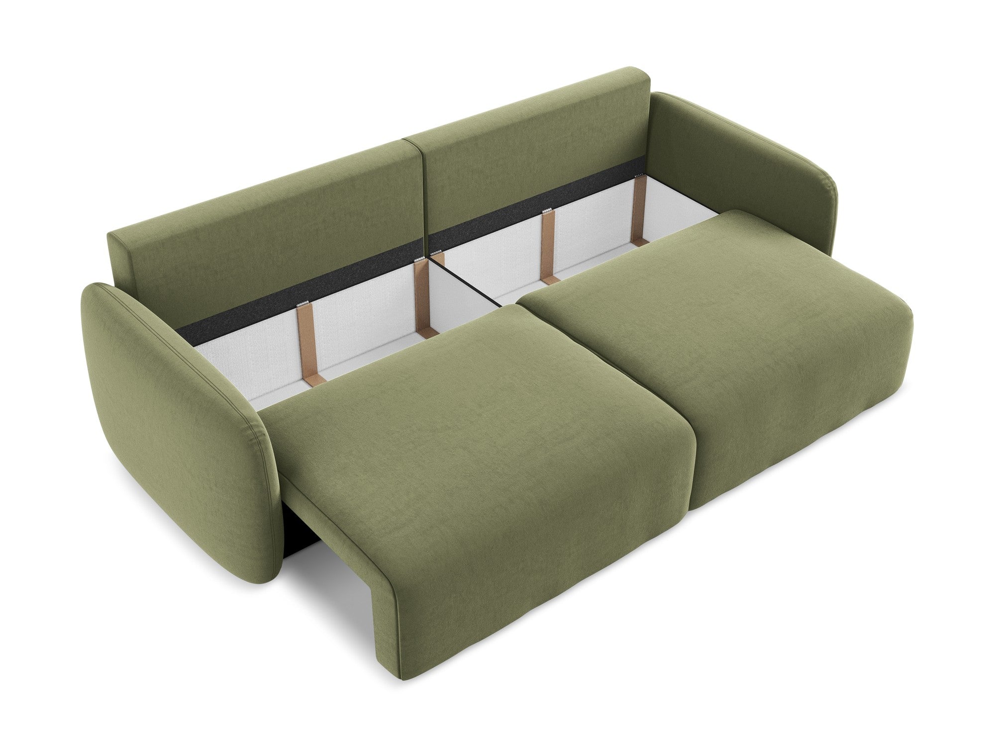 Olive Green Velvet 3-Seater Sofa with Sleeping Function KALENA