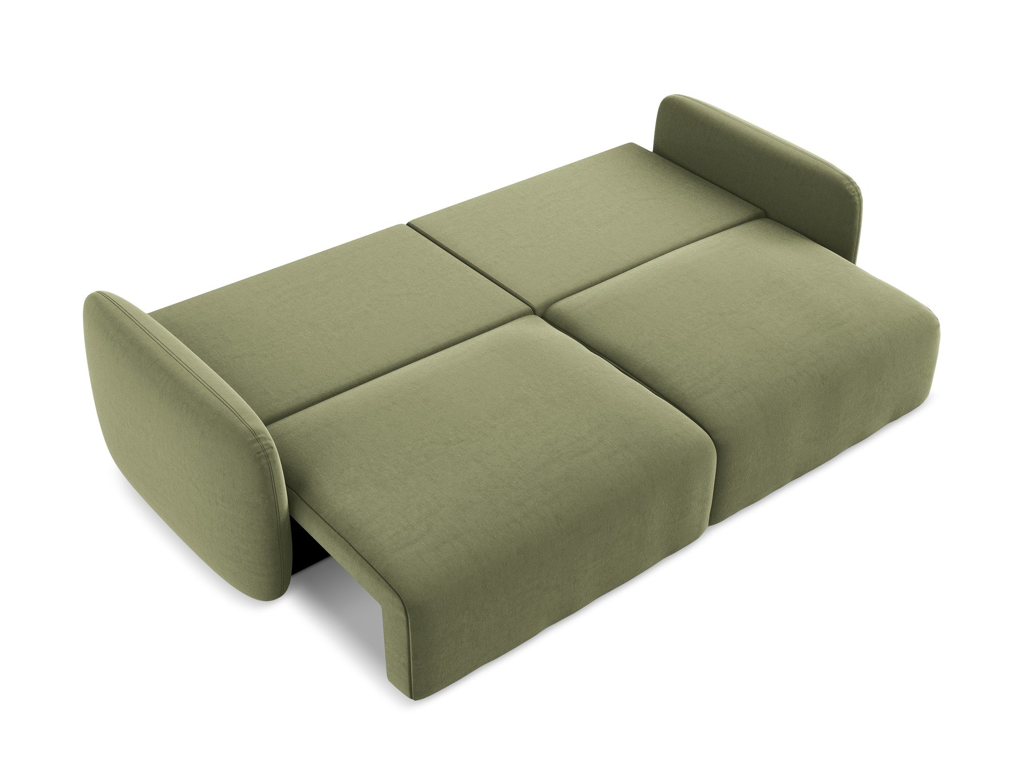 Olive Green Velvet 3-Seater Sofa with Sleeping Function KALENA