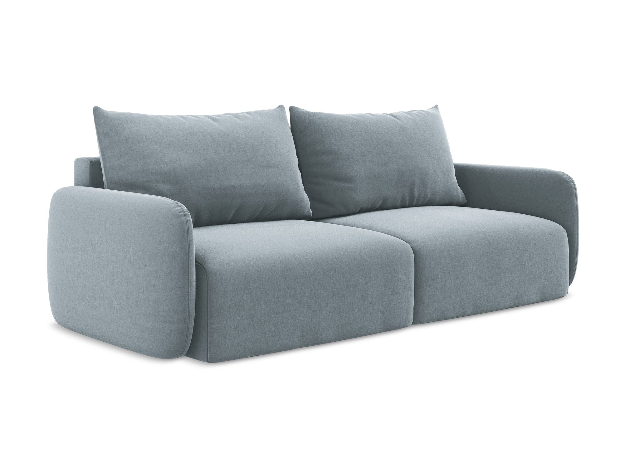 Velvet 3-Seater Sofa with Sleeping Function KALENA Light Blue