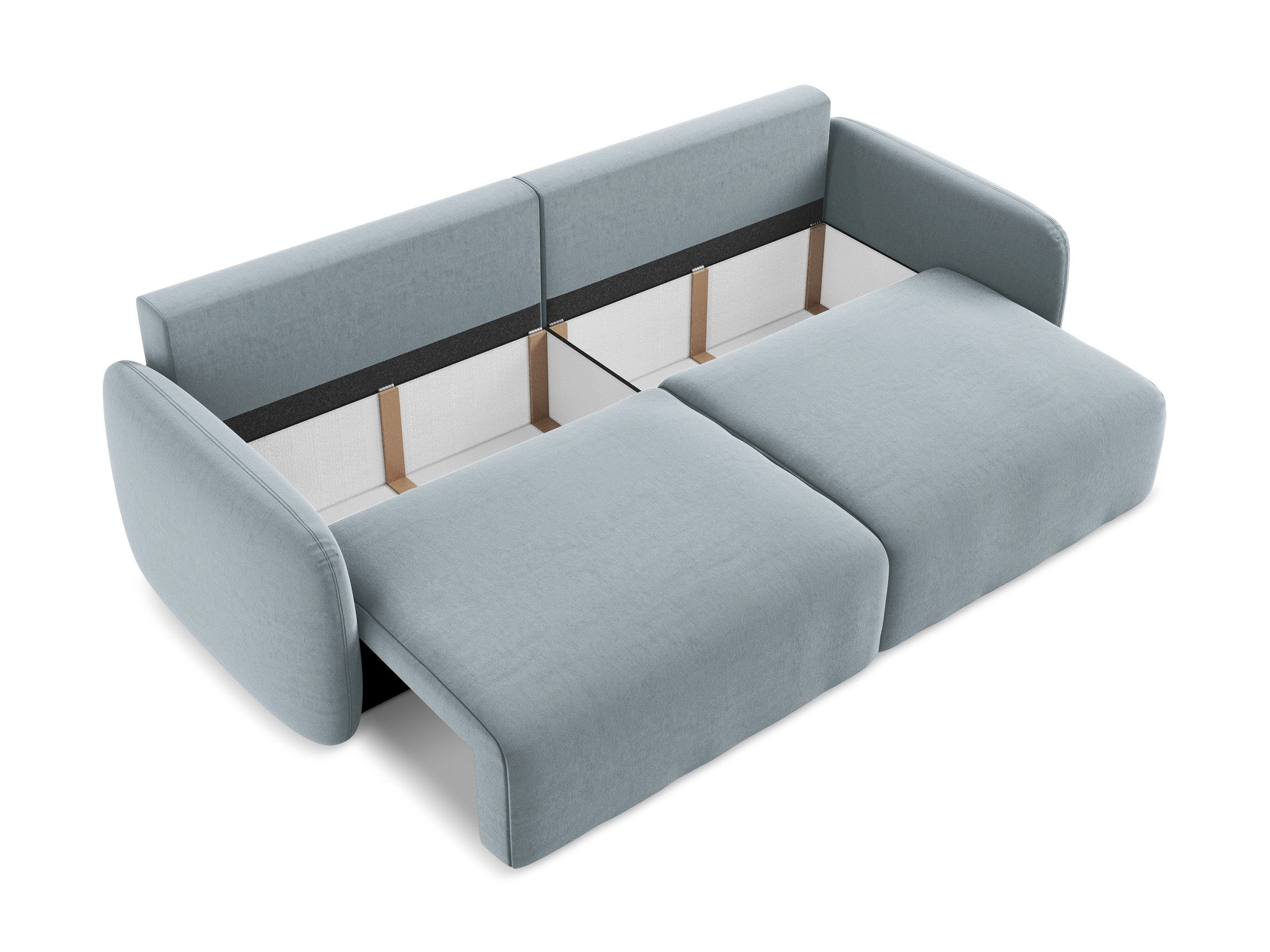 Velvet 3-Seater Sofa with Sleeping Function KALENA Light Blue