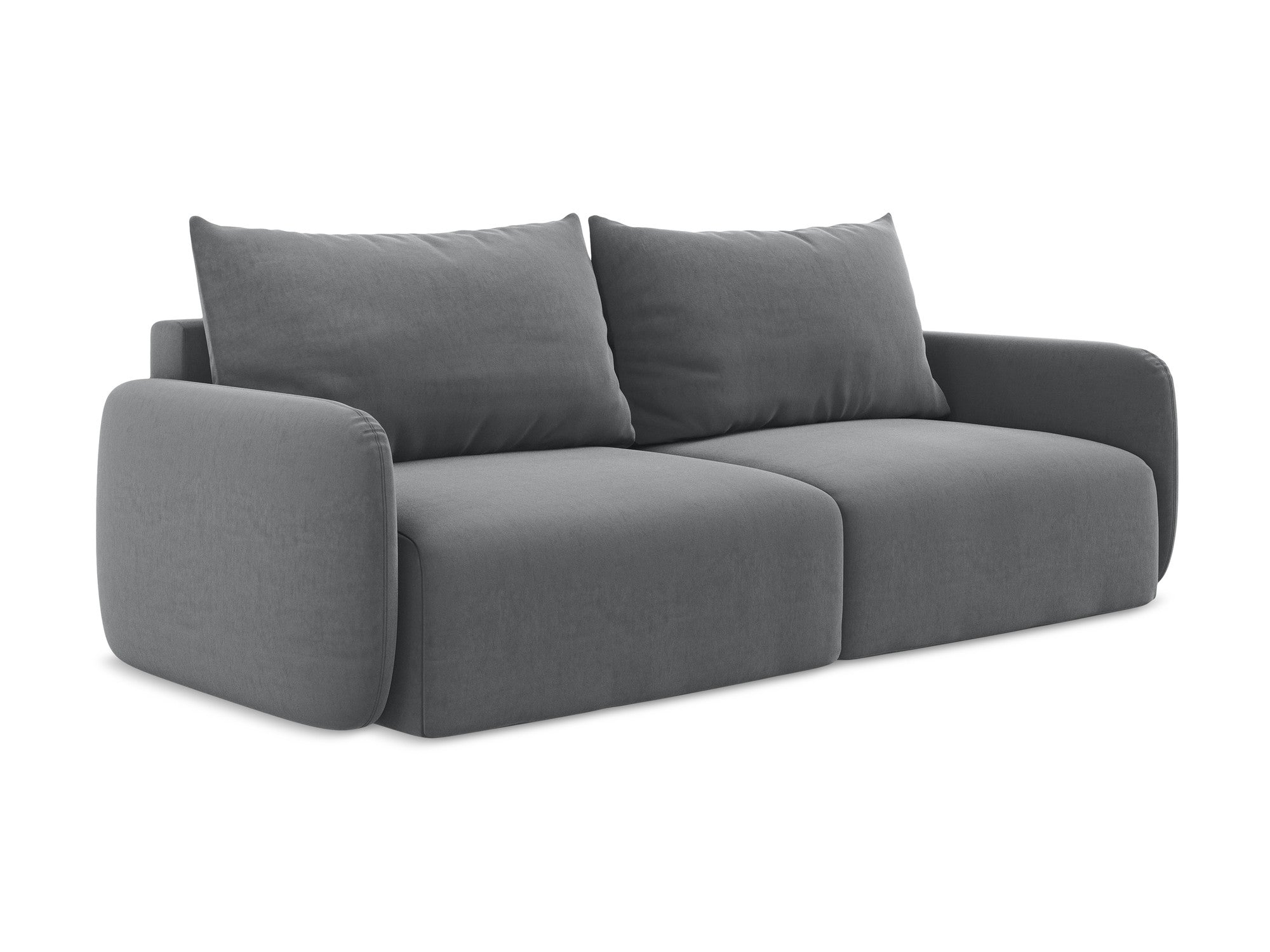 Sofa aus Samt für 3 Personen mit Schlaf-Funktion KALENA stahlgrau