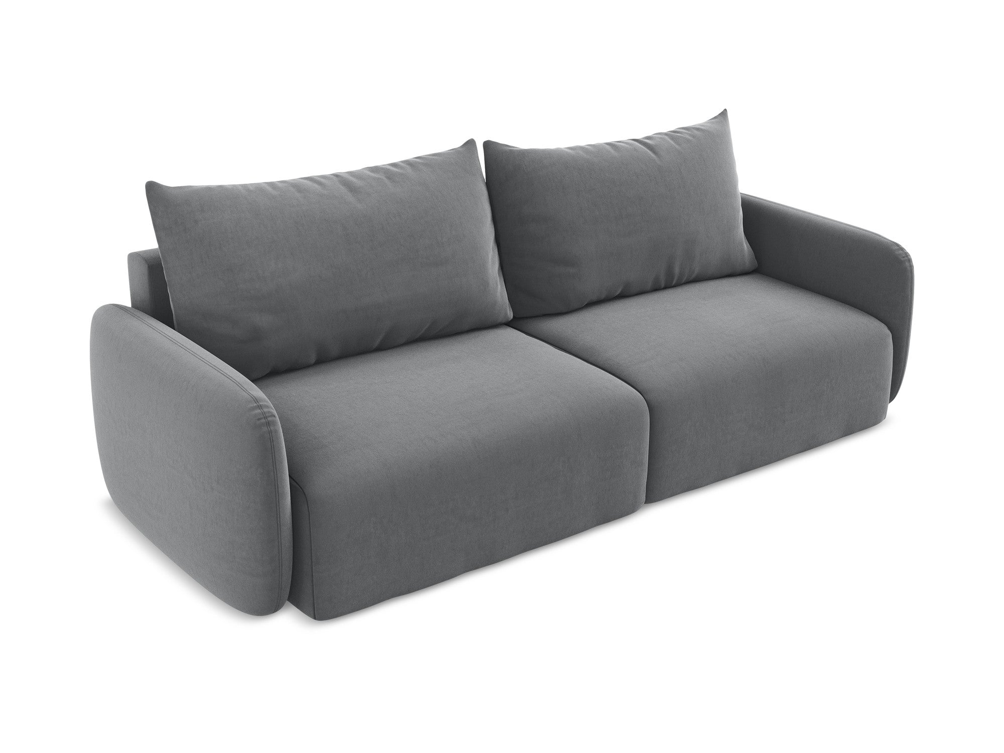 Sofa aus Samt für 3 Personen mit Schlaf-Funktion KALENA stahlgrau