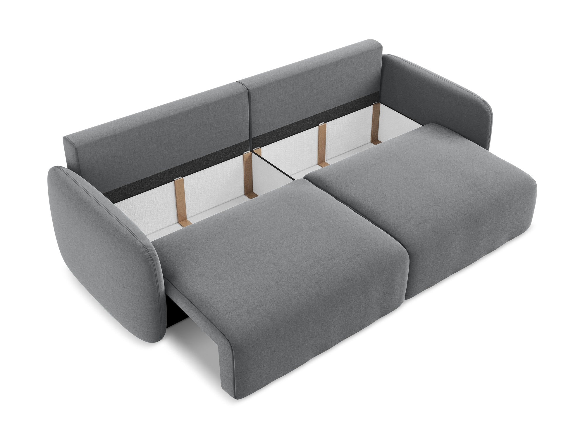Sofa aus Samt für 3 Personen mit Schlaf-Funktion KALENA stahlgrau