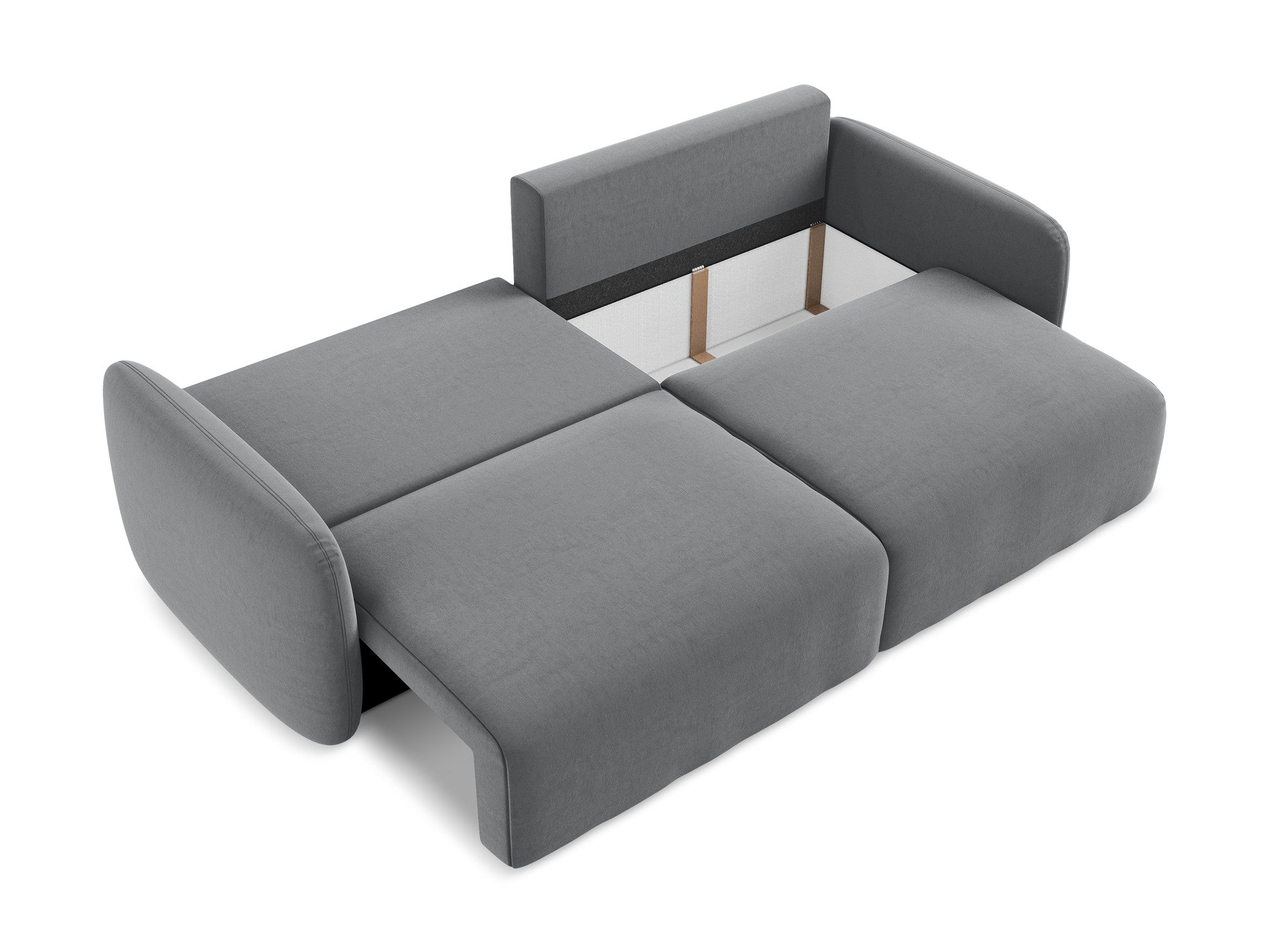 Sofa aus Samt für 3 Personen mit Schlaf-Funktion KALENA stahlgrau
