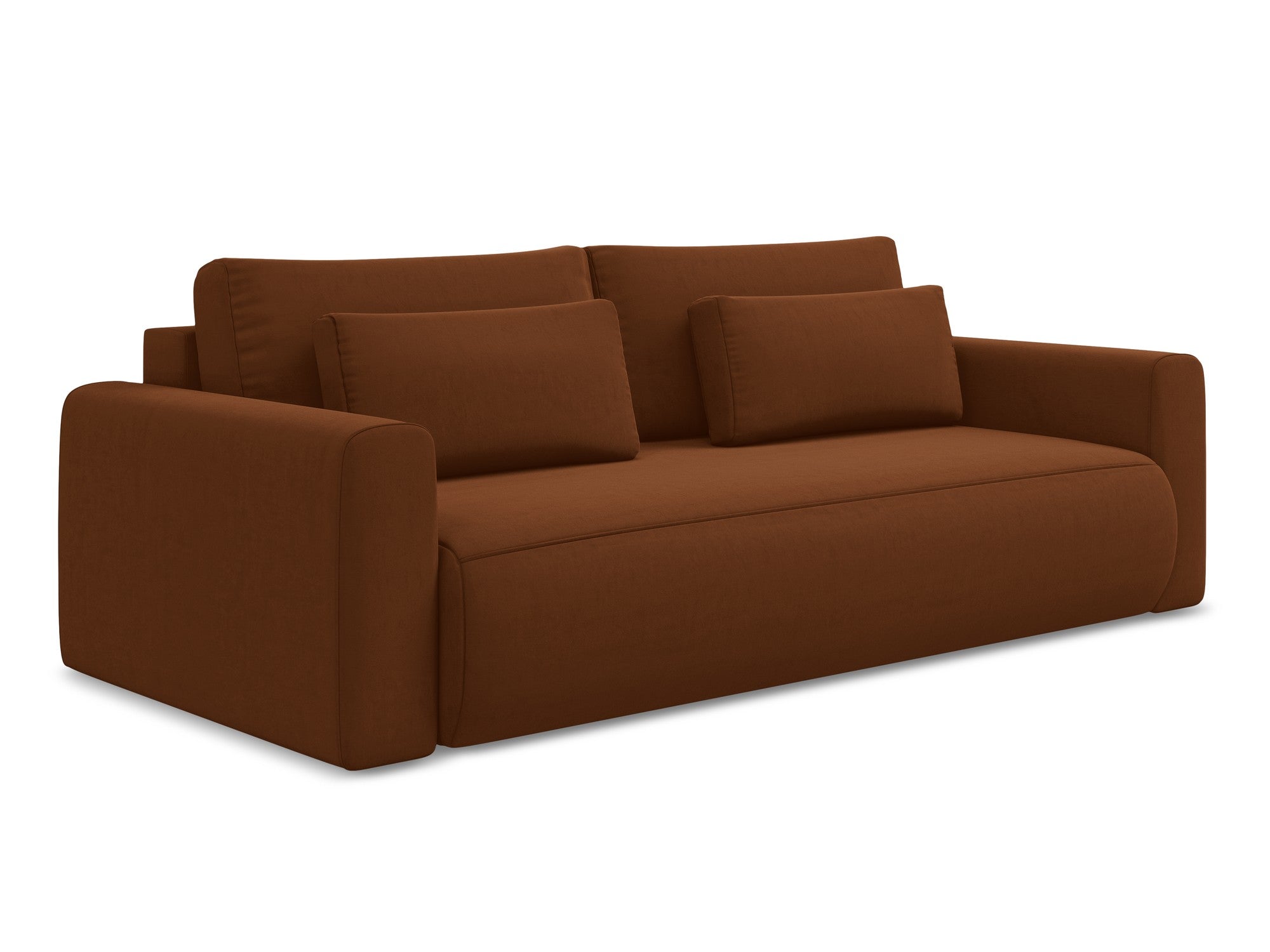 Velvet 3-Seater Sofa with Sleeping Function KAPUA Terracotta