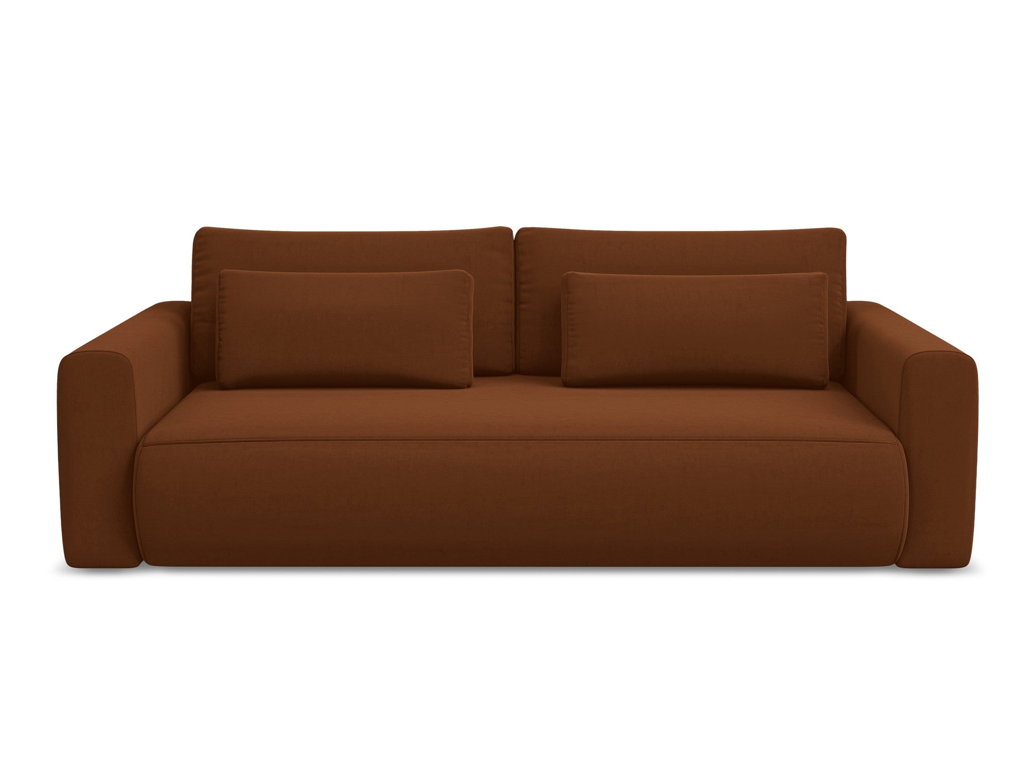 Velvet 3-Seater Sofa with Sleeping Function KAPUA Terracotta