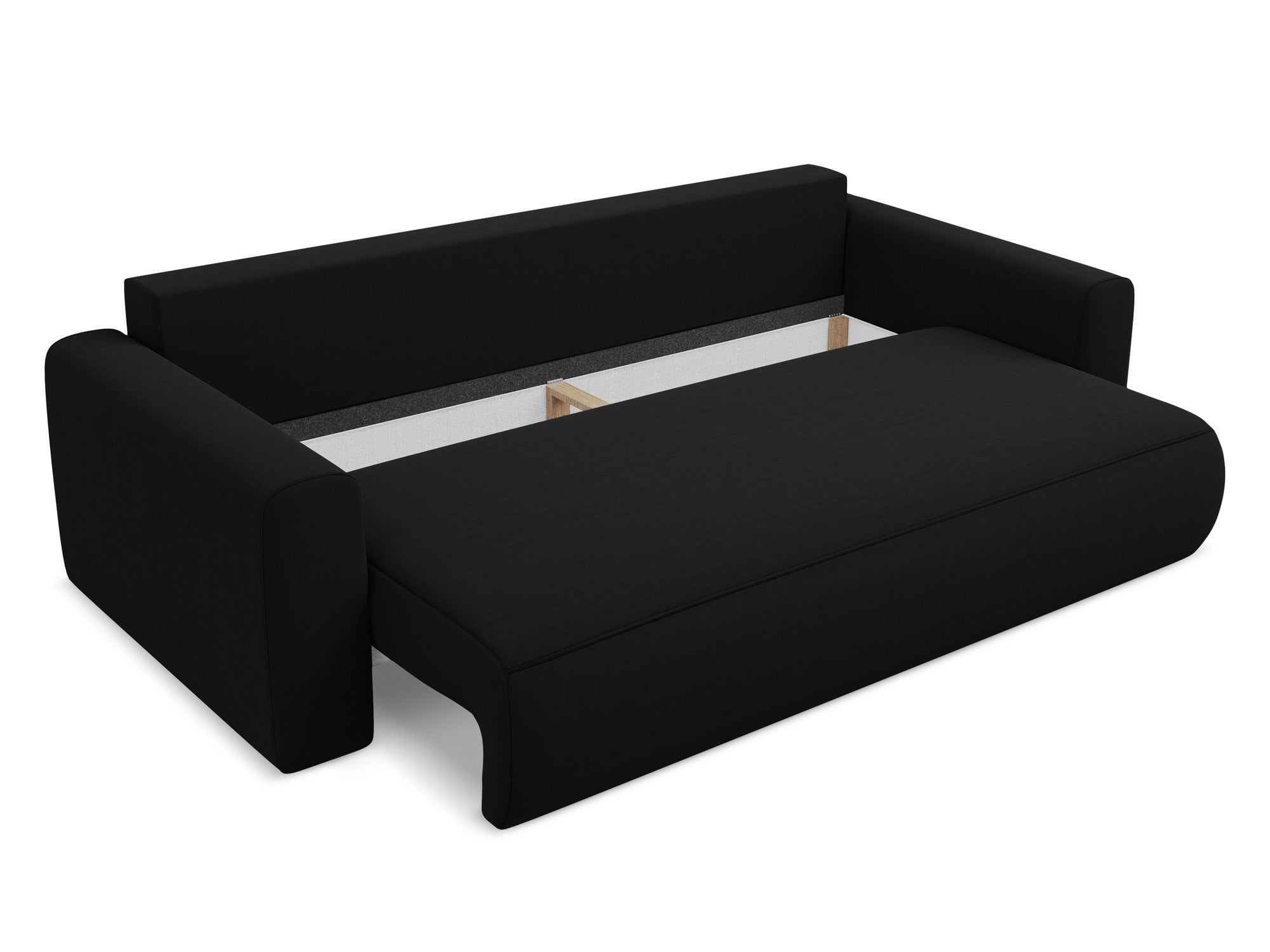 Black 3-Seater Velvet Sofa with Sleeping Function KAPUA