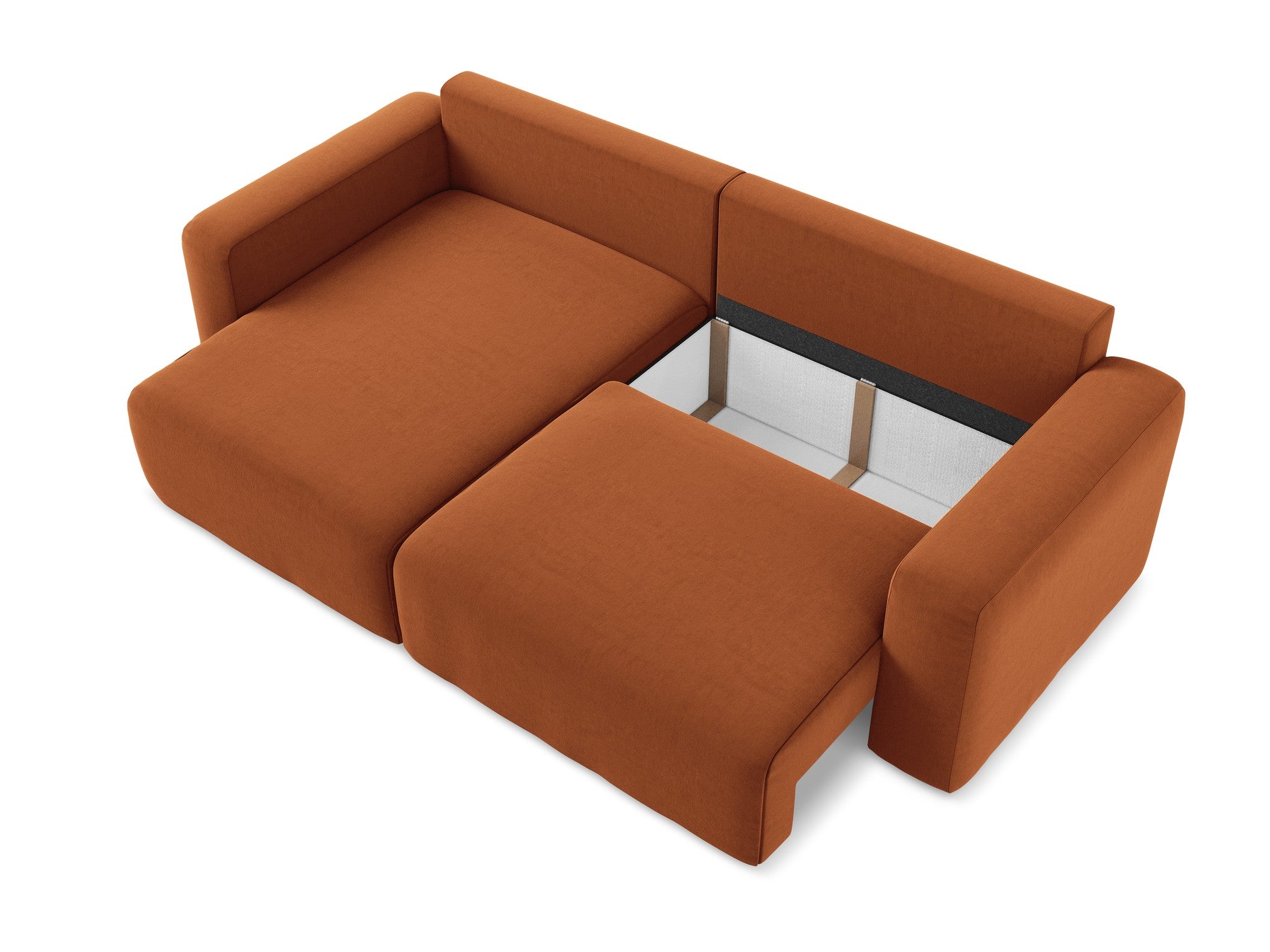 Velvet Left-Side Corner Sofa Bed KONA Terracotta