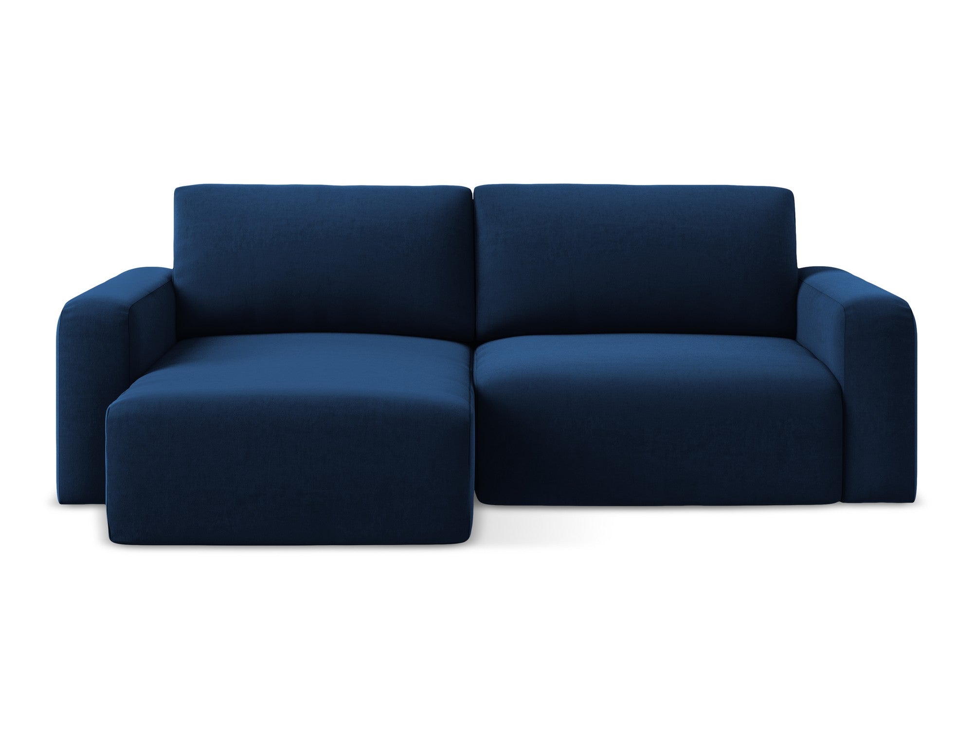 Left-facing velvet corner sofa bed KONA royal blue