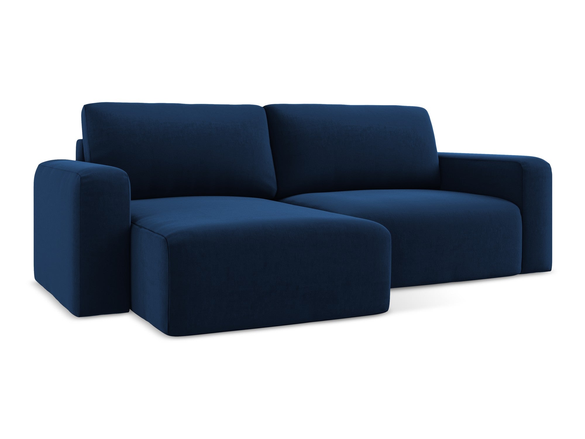 Left-facing velvet corner sofa bed KONA royal blue