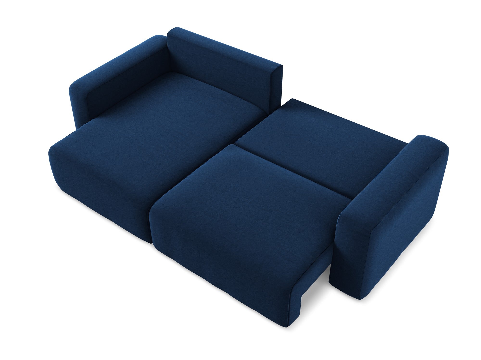 Left-facing velvet corner sofa bed KONA royal blue