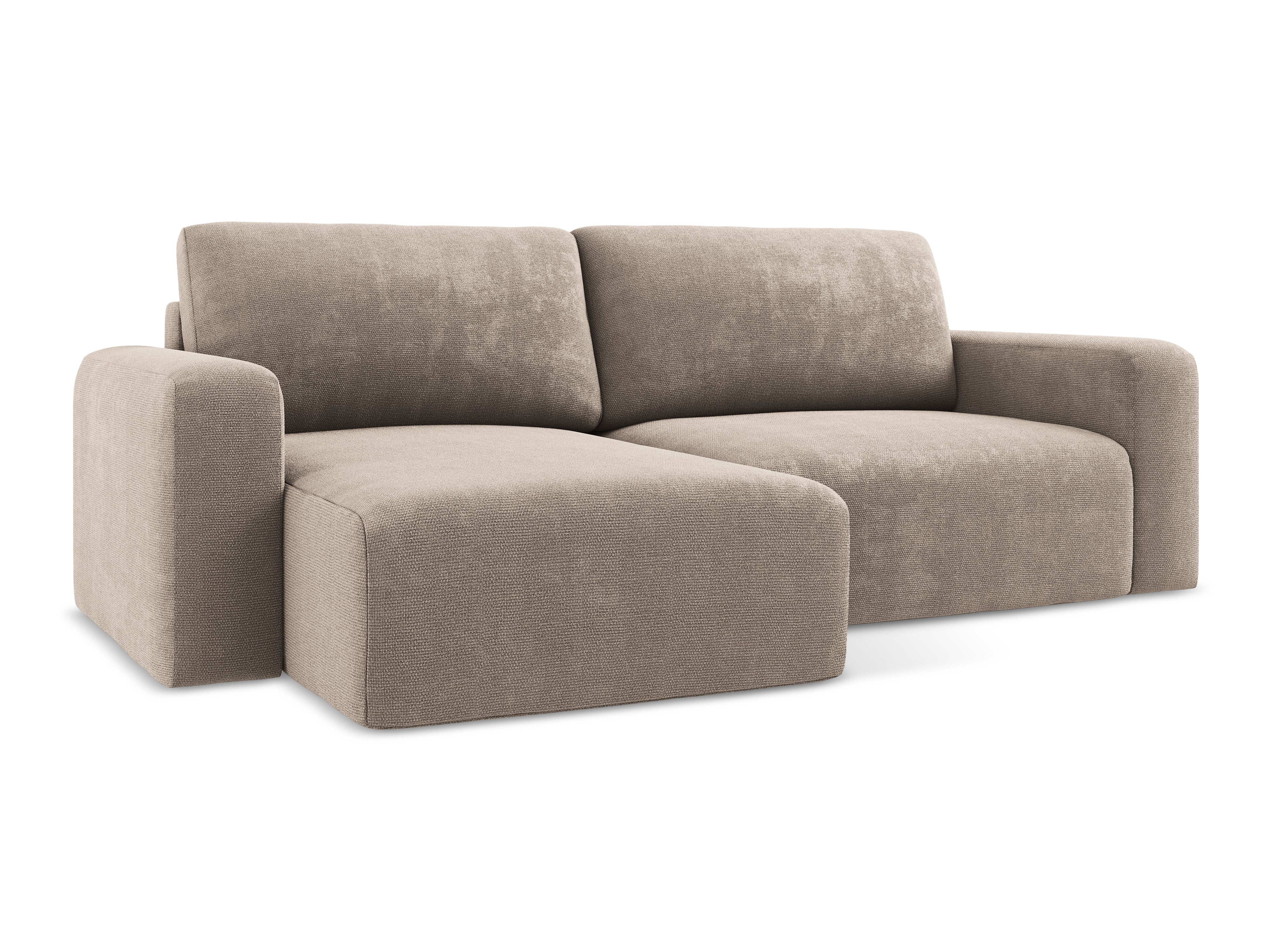 Left-sided corner sofa bed KONA in dark beige chenille