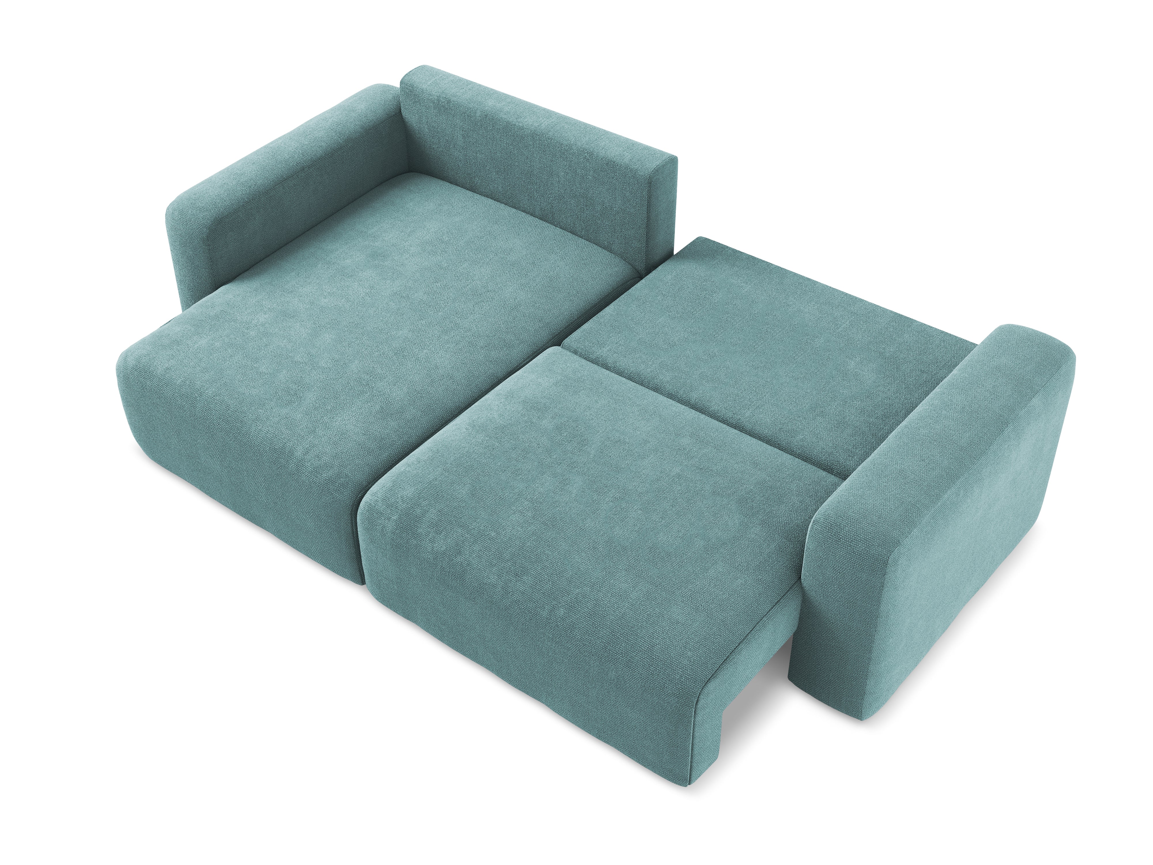 Linksseitiges Schlafsofa KONA in jeansblauem Chenille
