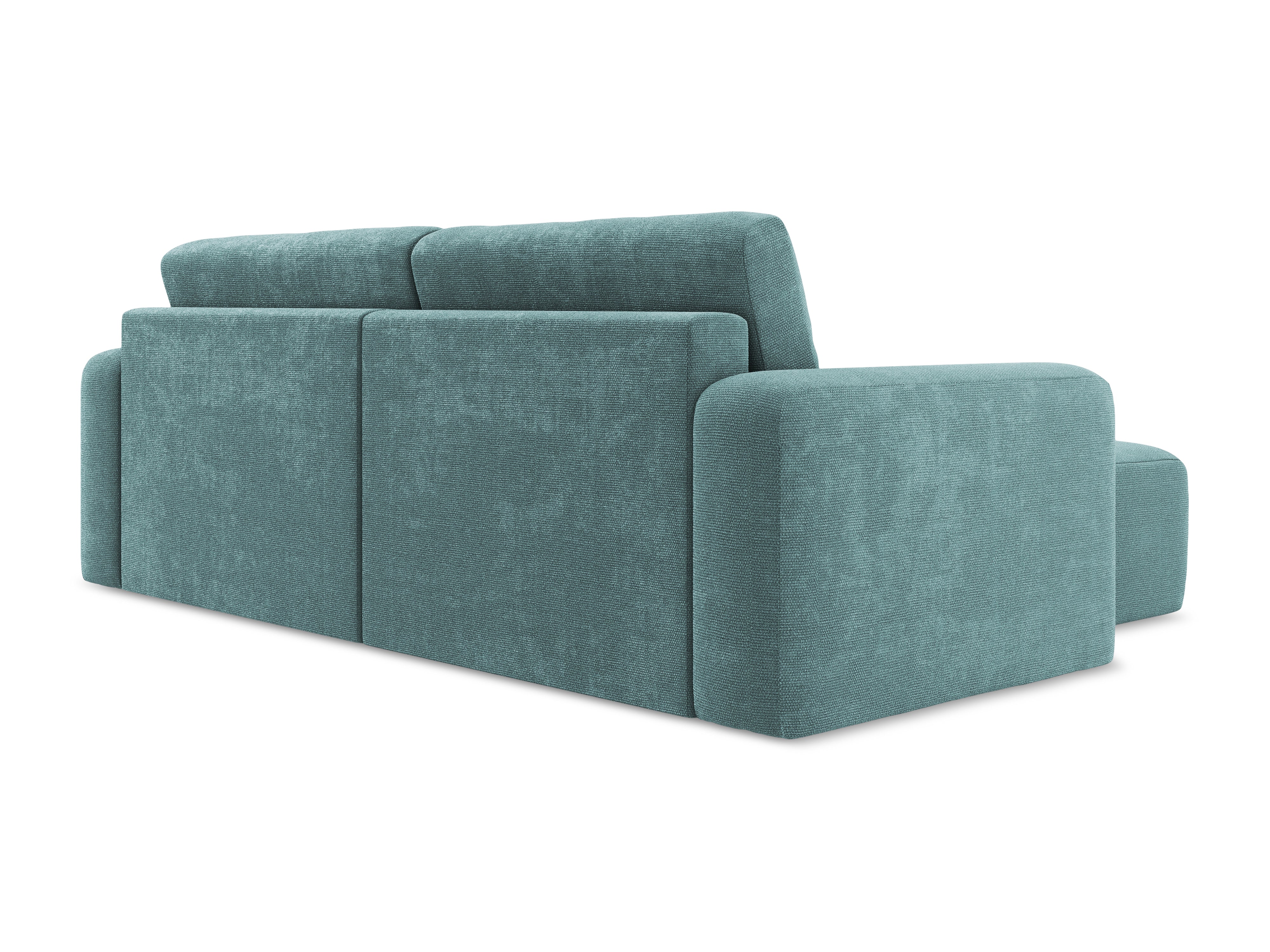 Linksseitiges Schlafsofa KONA in jeansblauem Chenille