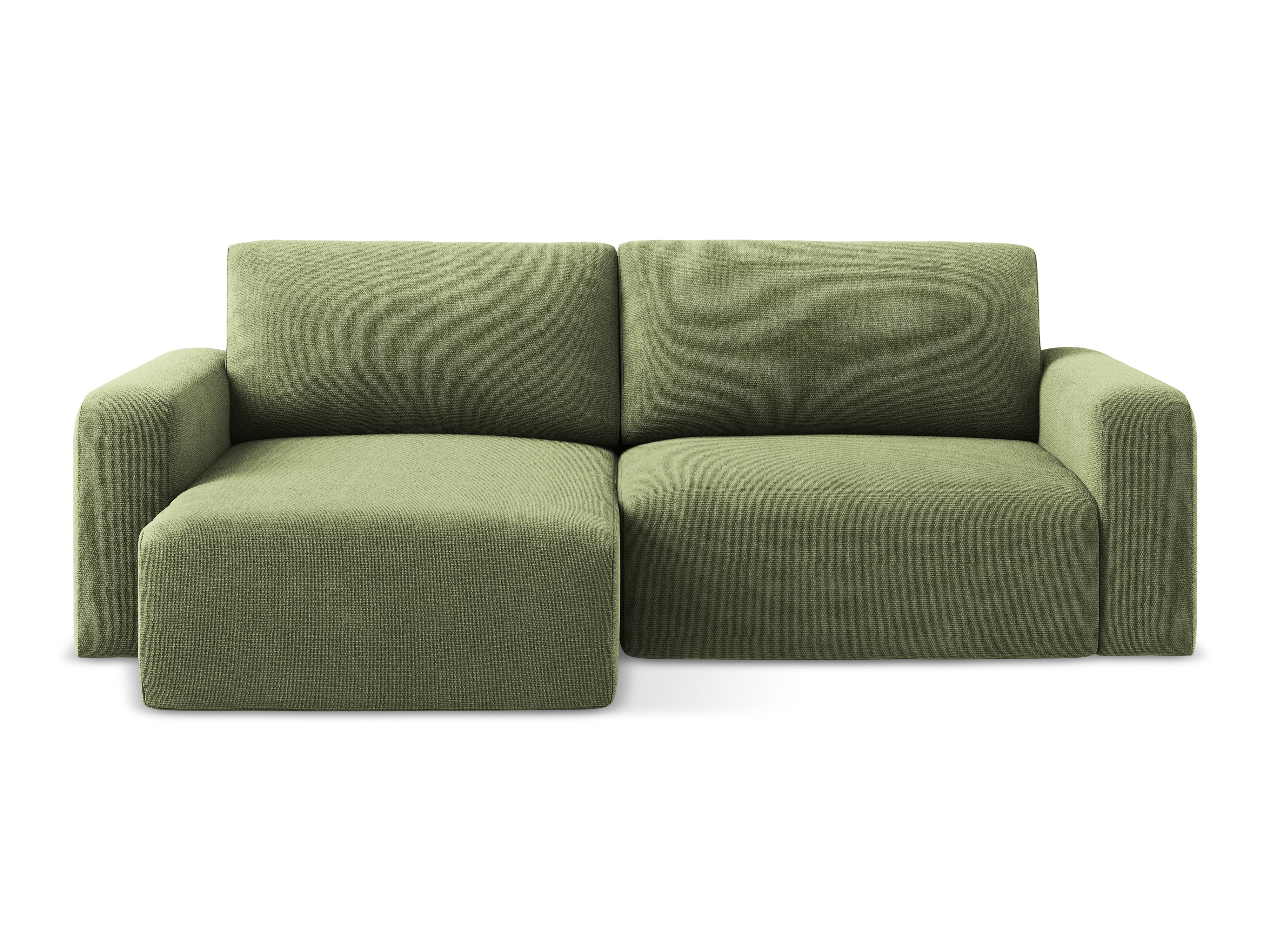 Left-facing corner sofa bed KONA green chenille
