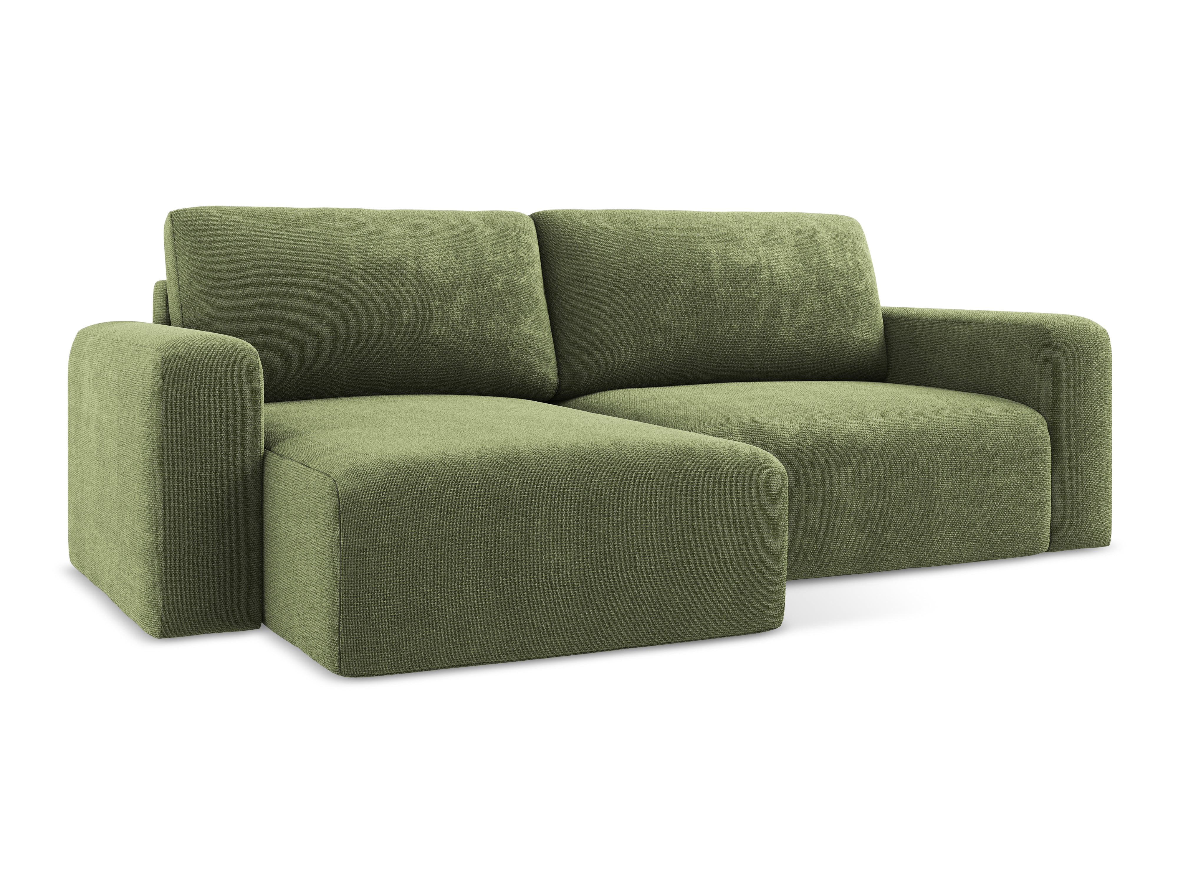 Left-facing corner sofa bed KONA green chenille