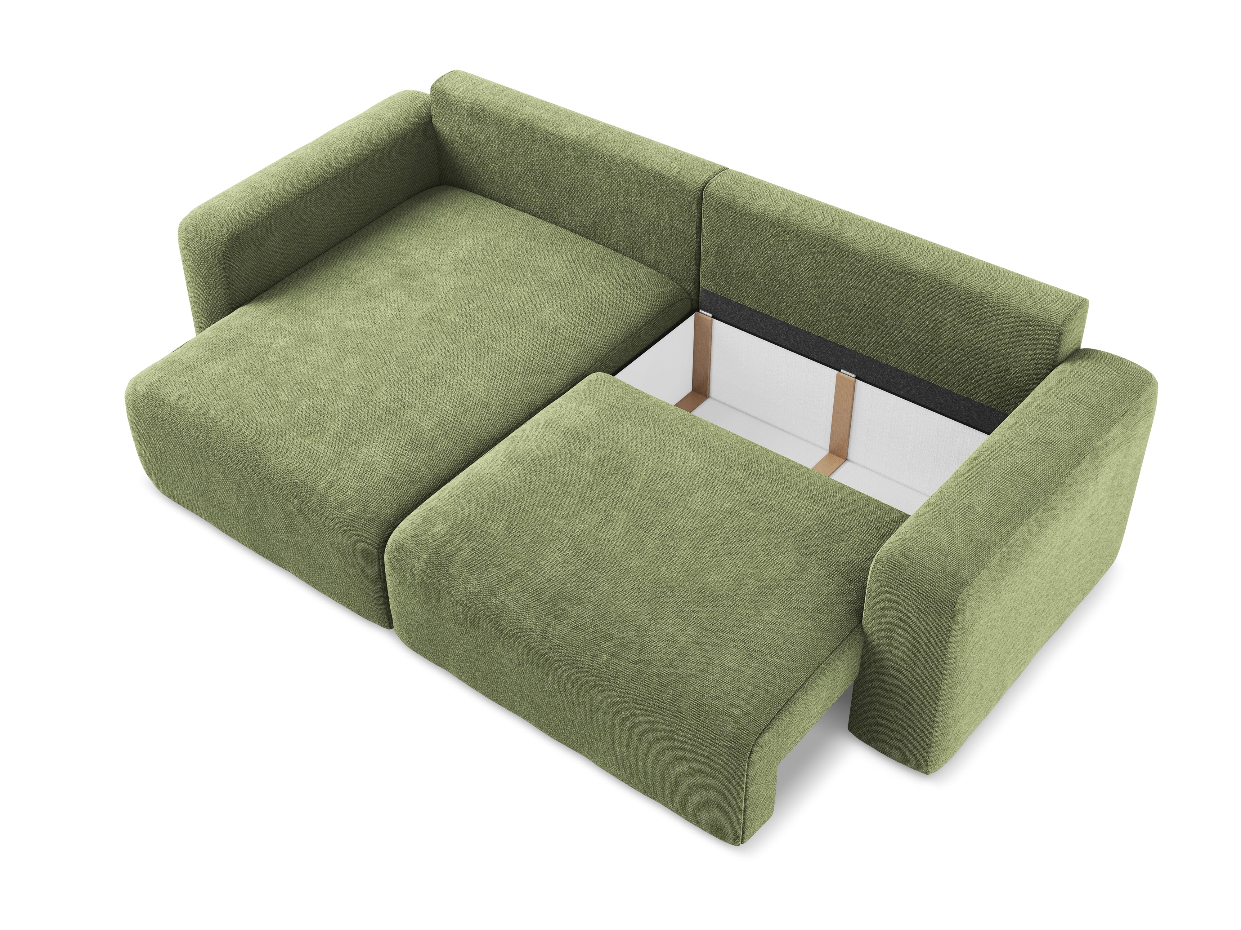 Left-facing corner sofa bed KONA green chenille