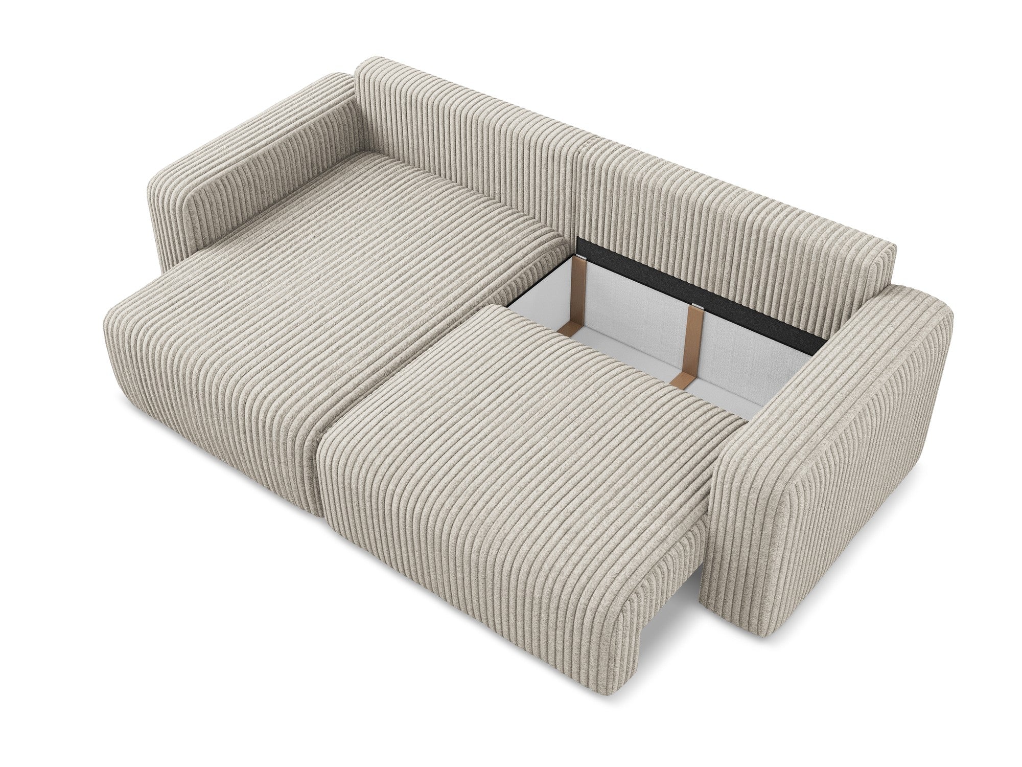 Left-sided corner sofa bed KONA in dark beige corduroy