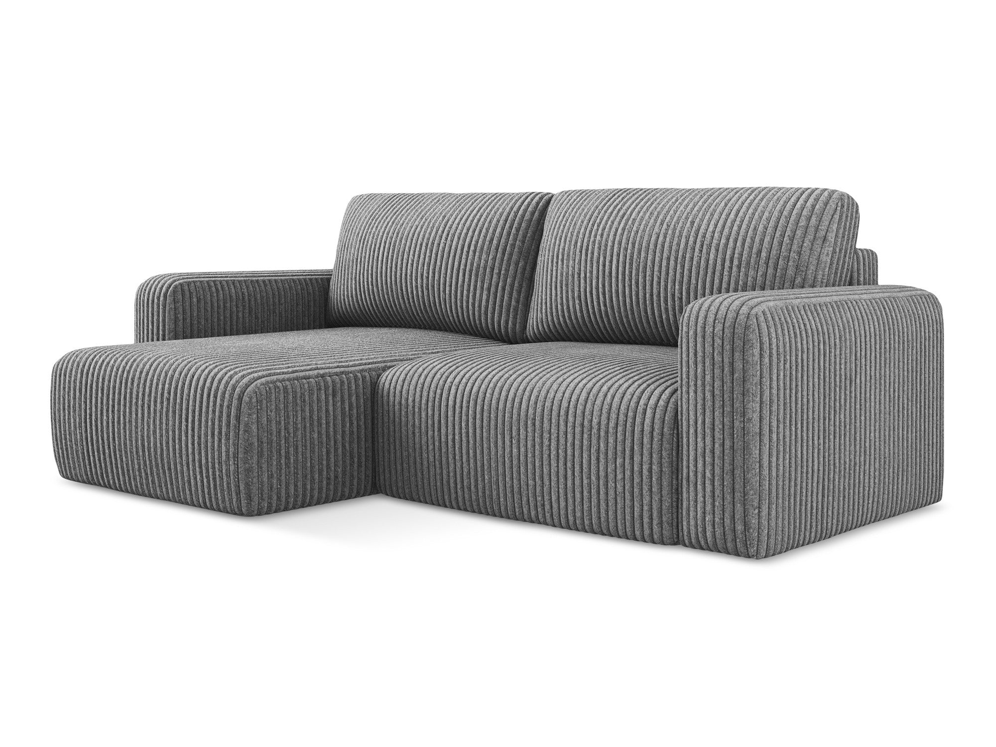 Linksseitige Schlafcouch KONA in dunkelgrauem Cord