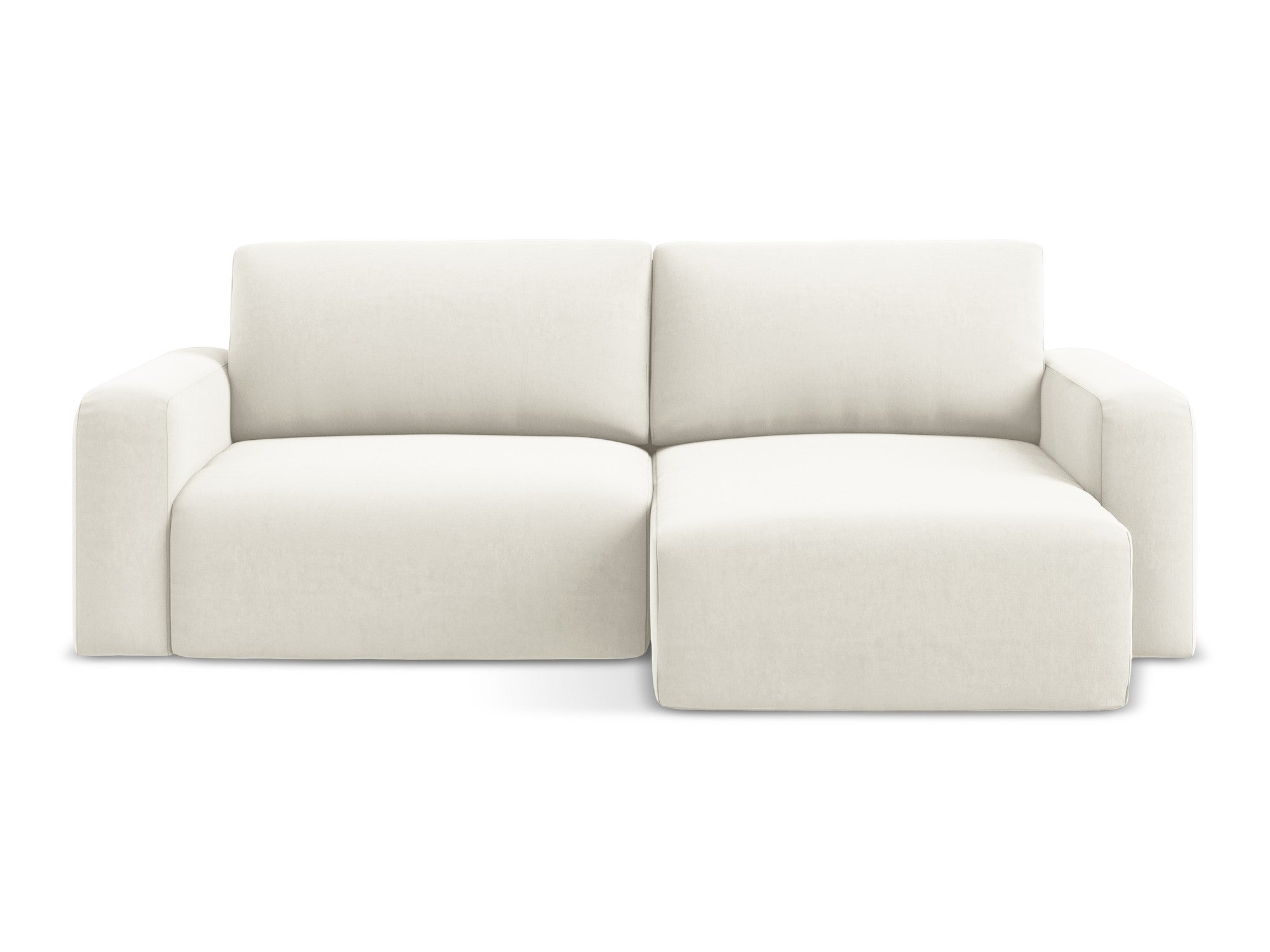 Right-facing velvet corner sofa bed KONA light beige