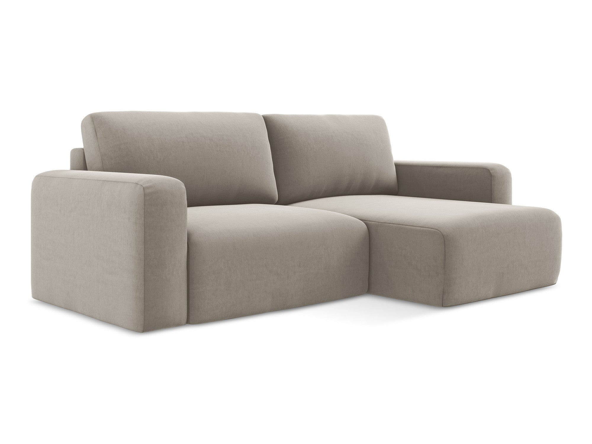 Right-facing velvet corner sofa bed KONA taupe