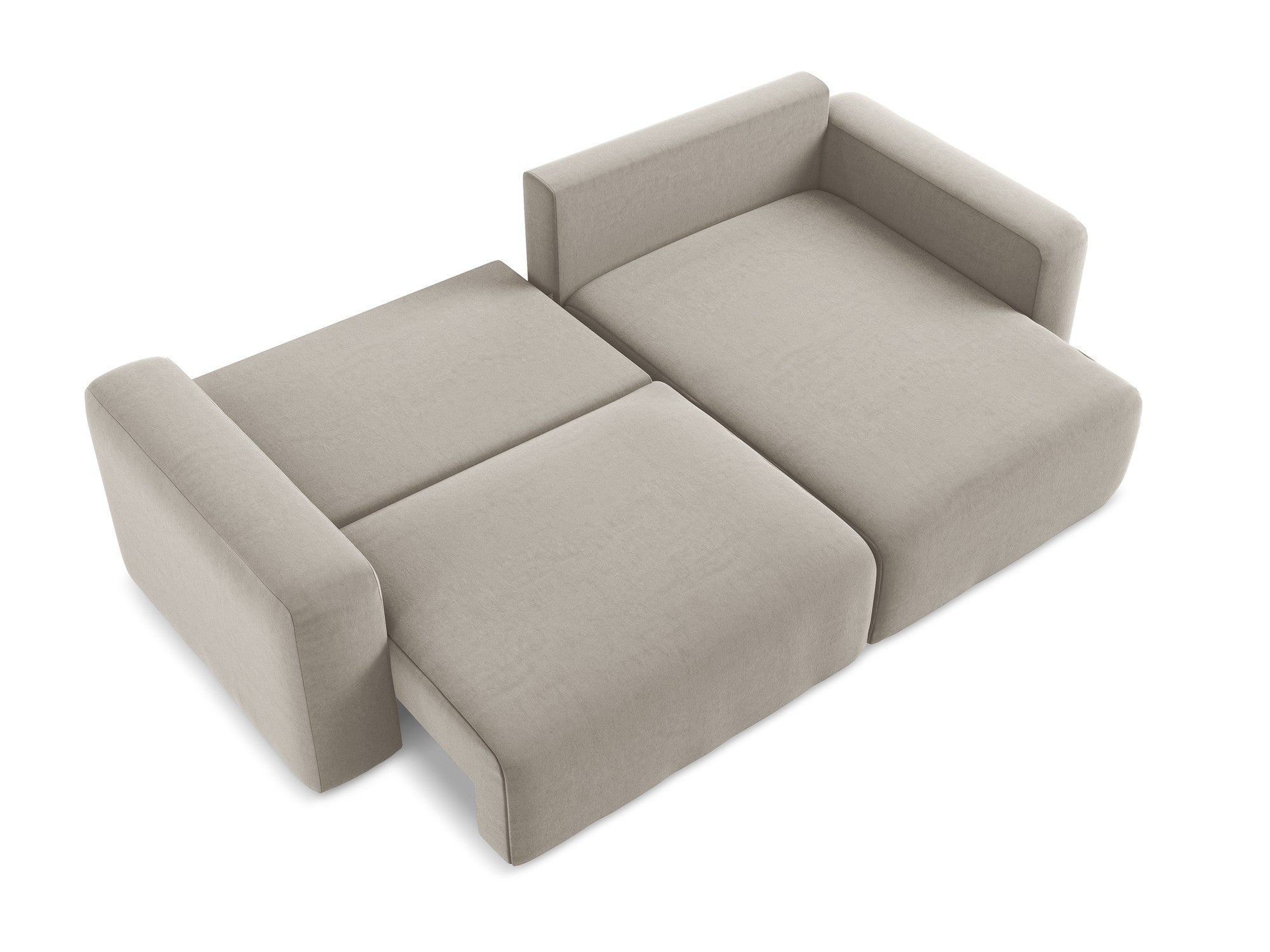 Right-facing velvet corner sofa bed KONA taupe