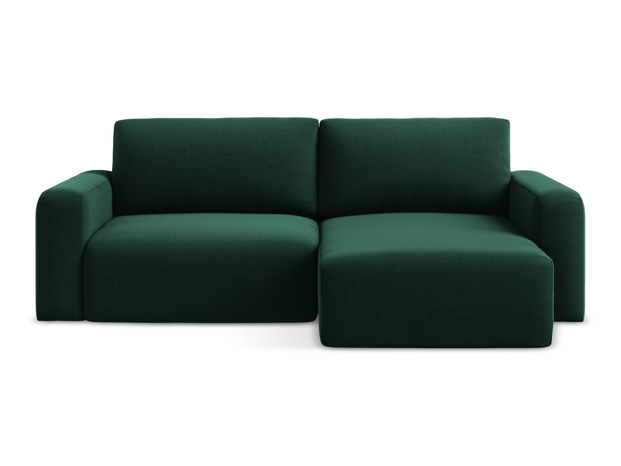 Samt-Ecksofa rechts mit Schlaffunktion KONA in Flaschengrün