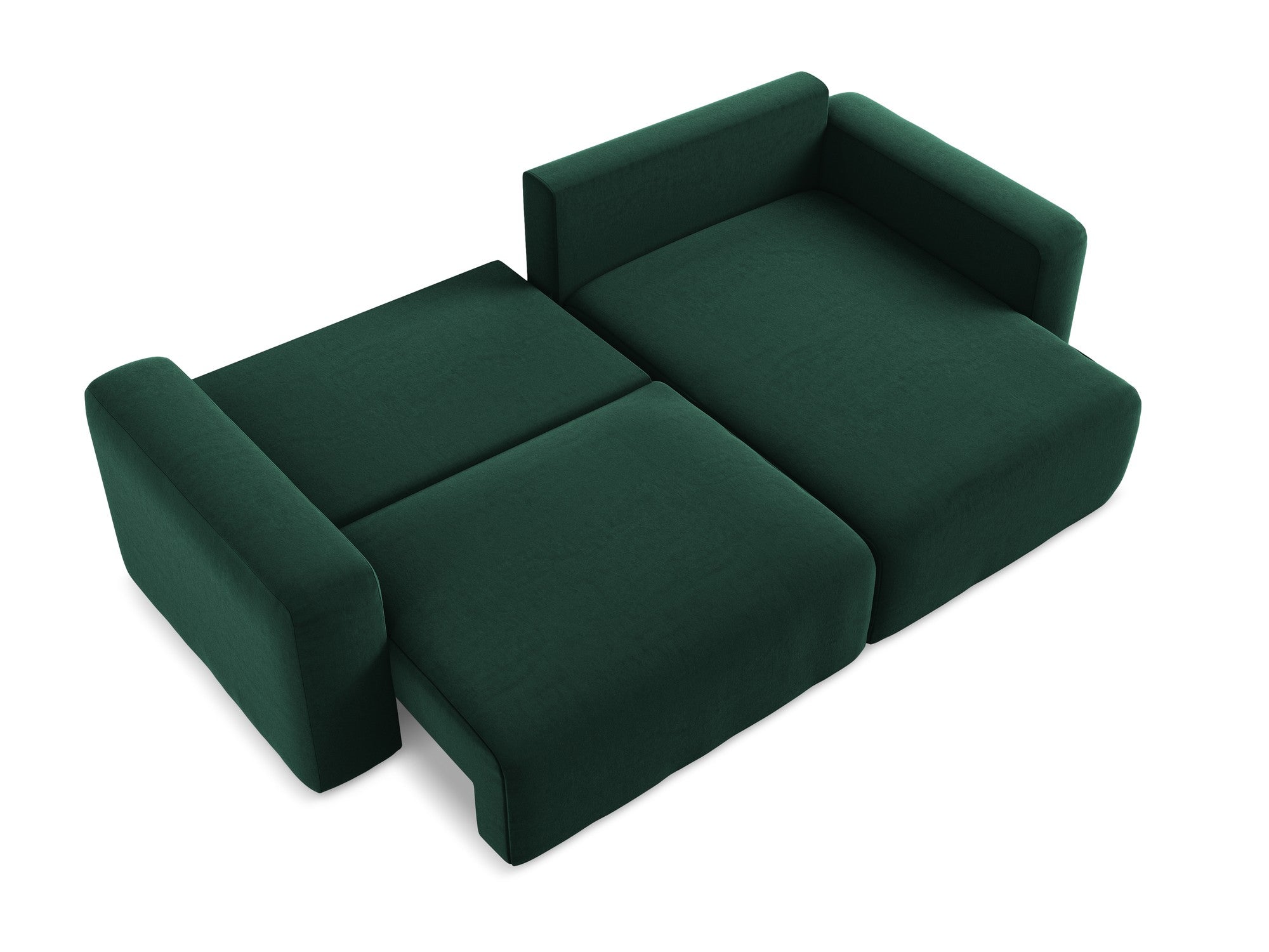 Samt-Ecksofa rechts mit Schlaffunktion KONA in Flaschengrün