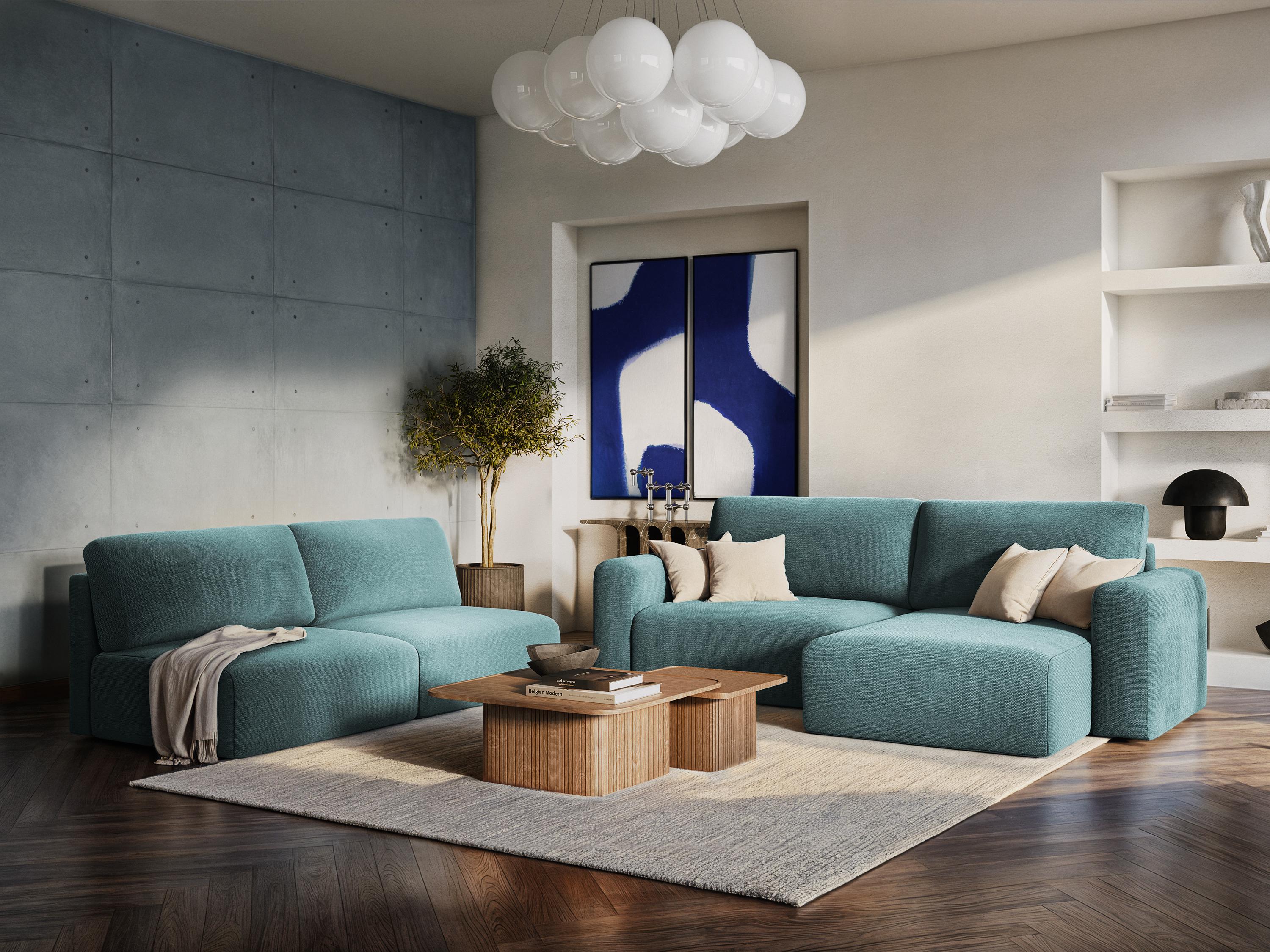 Left-sided corner sofa bed KONA white chenille