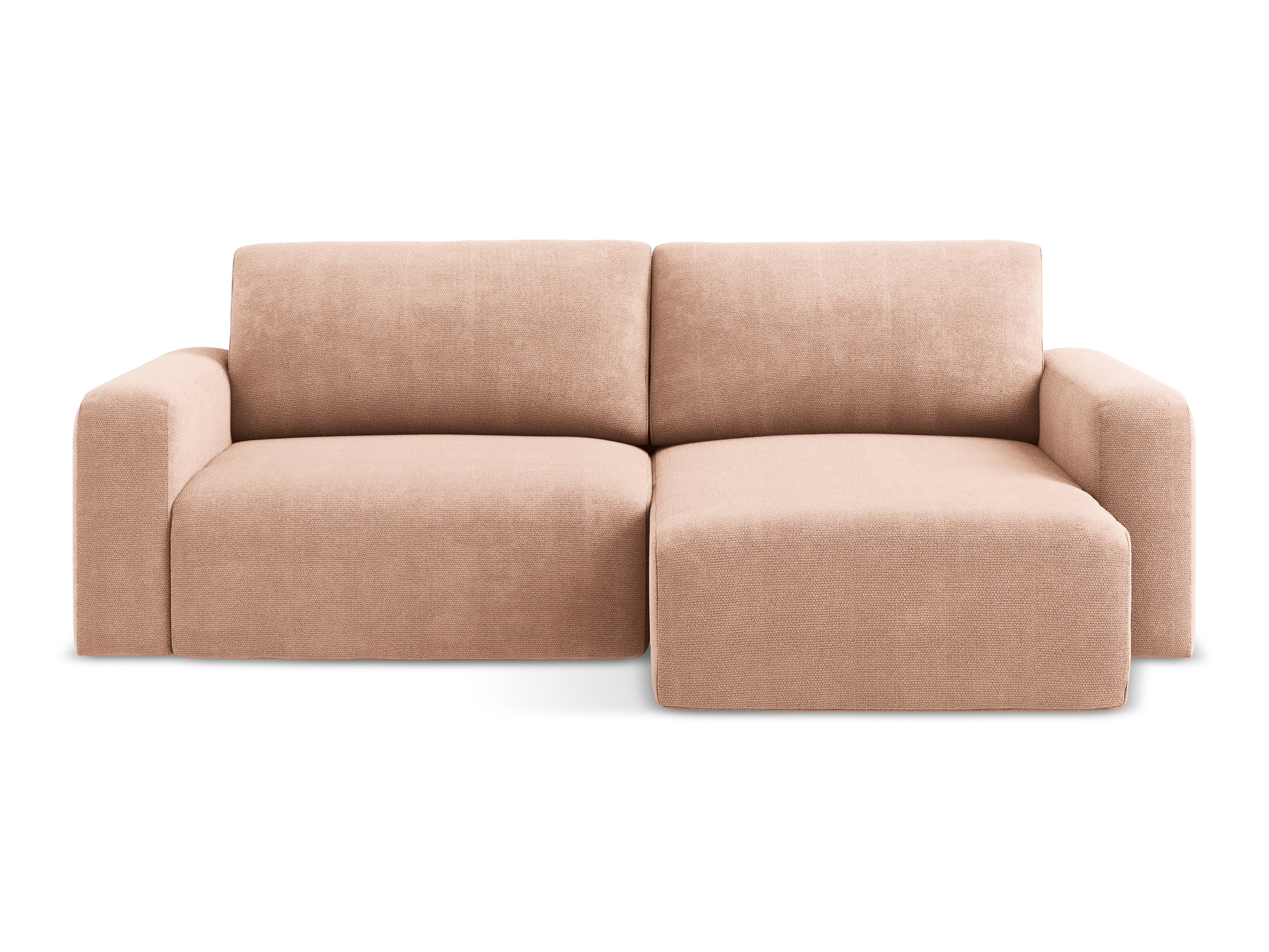 Rechtsseitige Schlafcouch KONA in pfirsichfarbenem Chenille