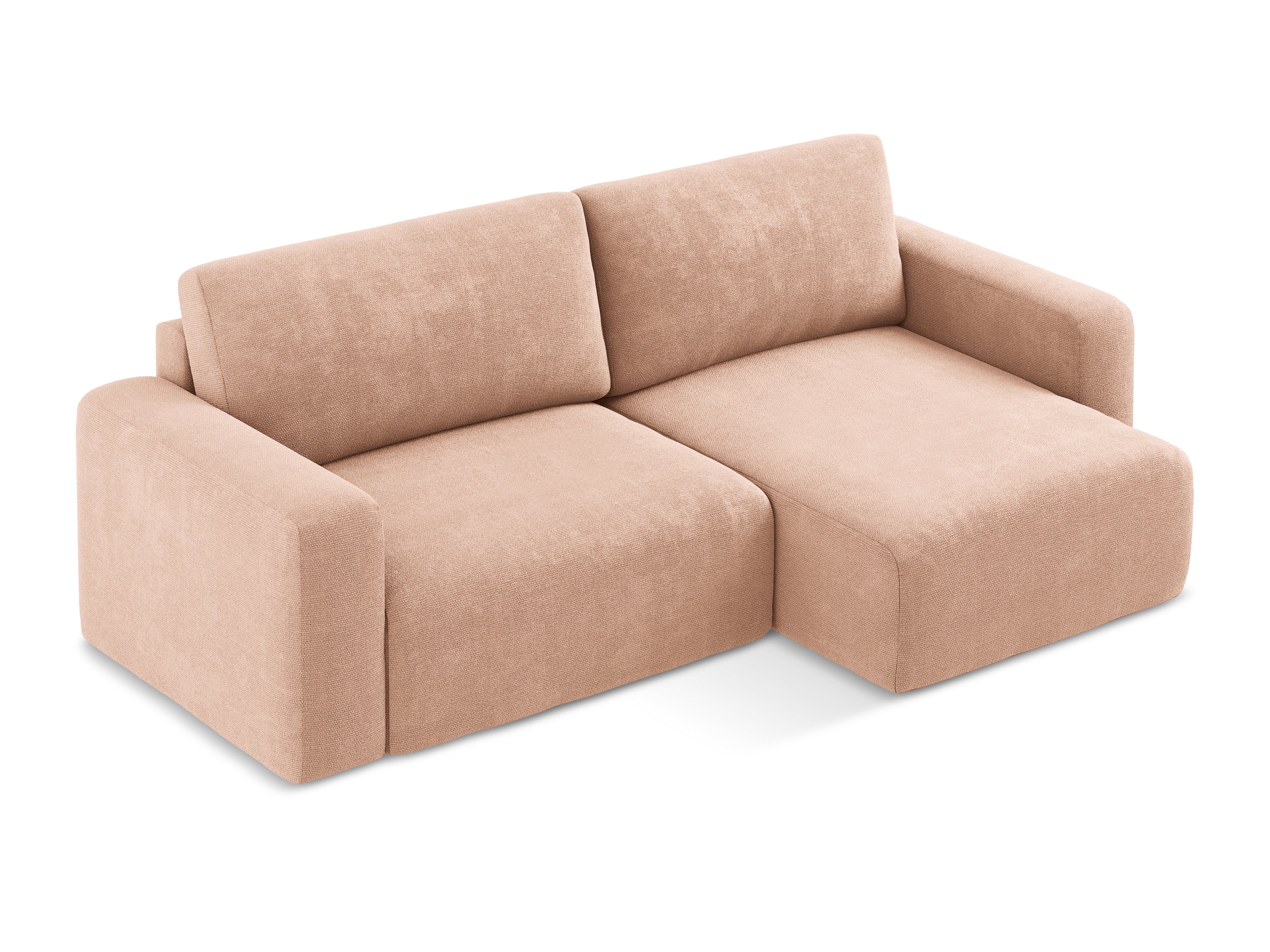 Rechtsseitige Schlafcouch KONA in pfirsichfarbenem Chenille