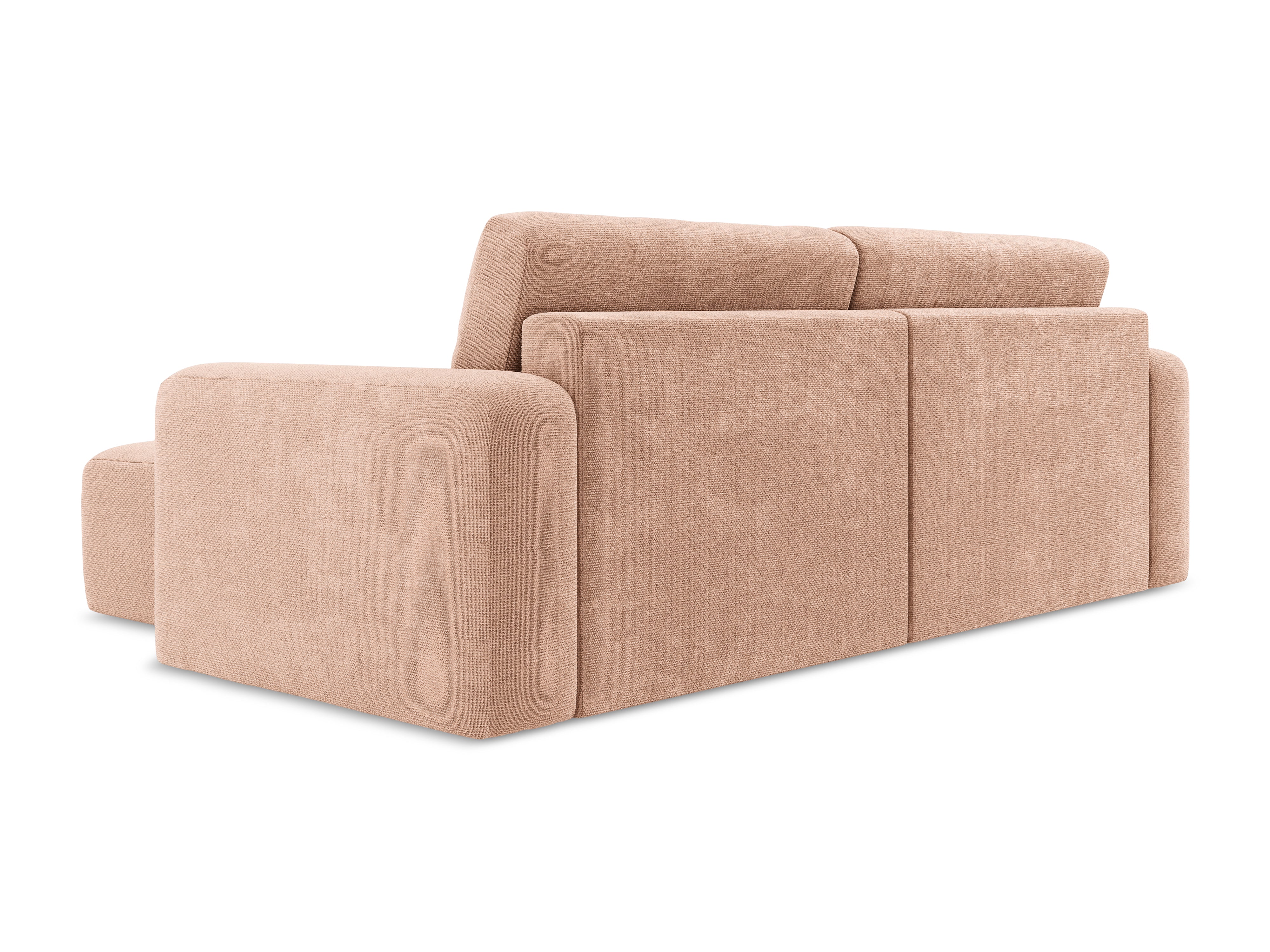 Rechtsseitige Schlafcouch KONA in pfirsichfarbenem Chenille