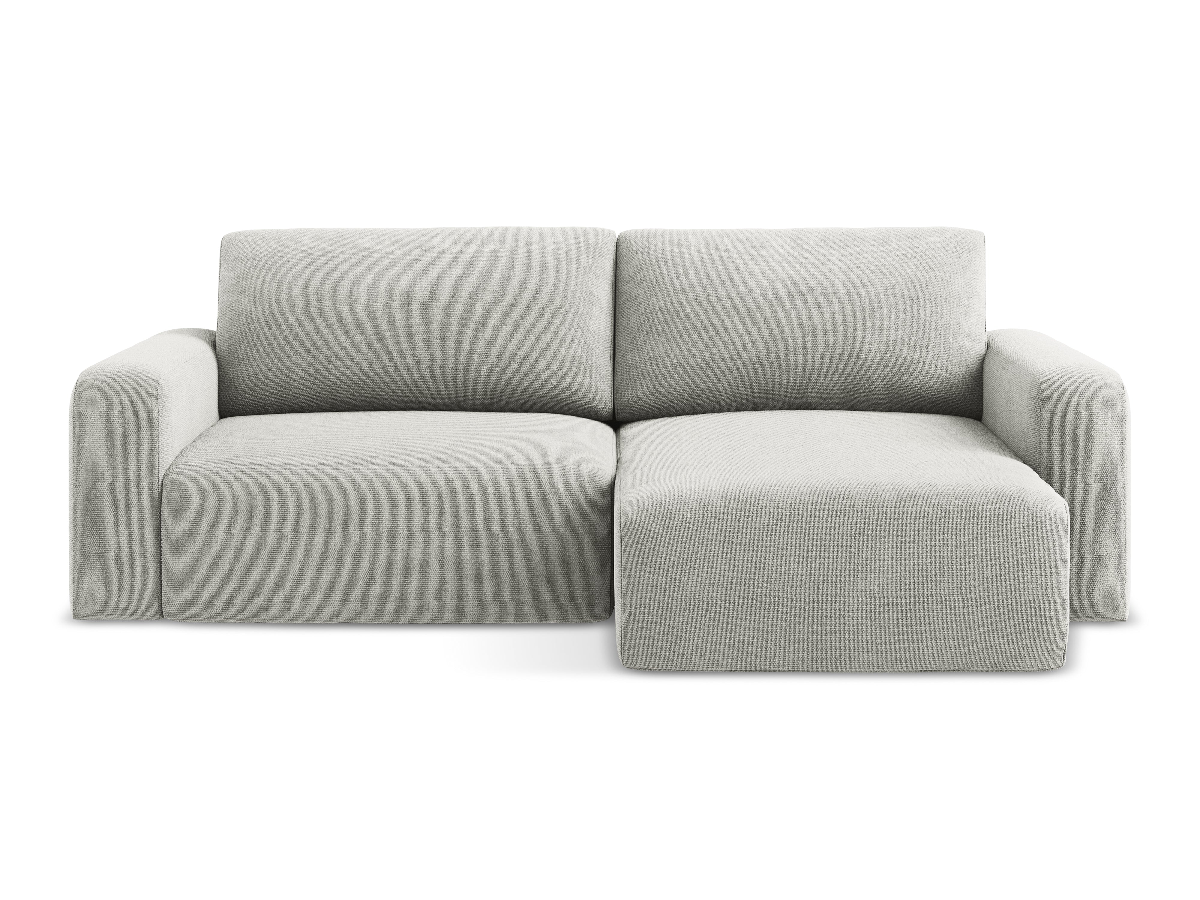 Rechtsseitige Schlafcouch KONA in hellgrauem Chenille