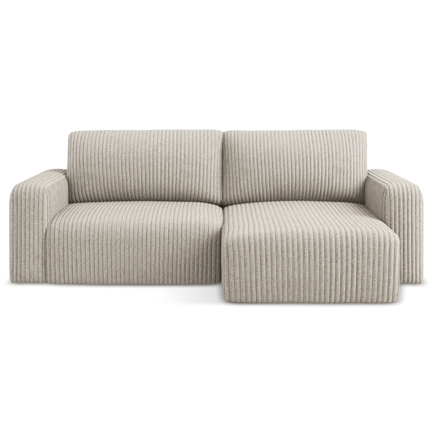 Rechtsseitige Eckcouch mit Schlaffunktion KONA dunkelbeige Cord