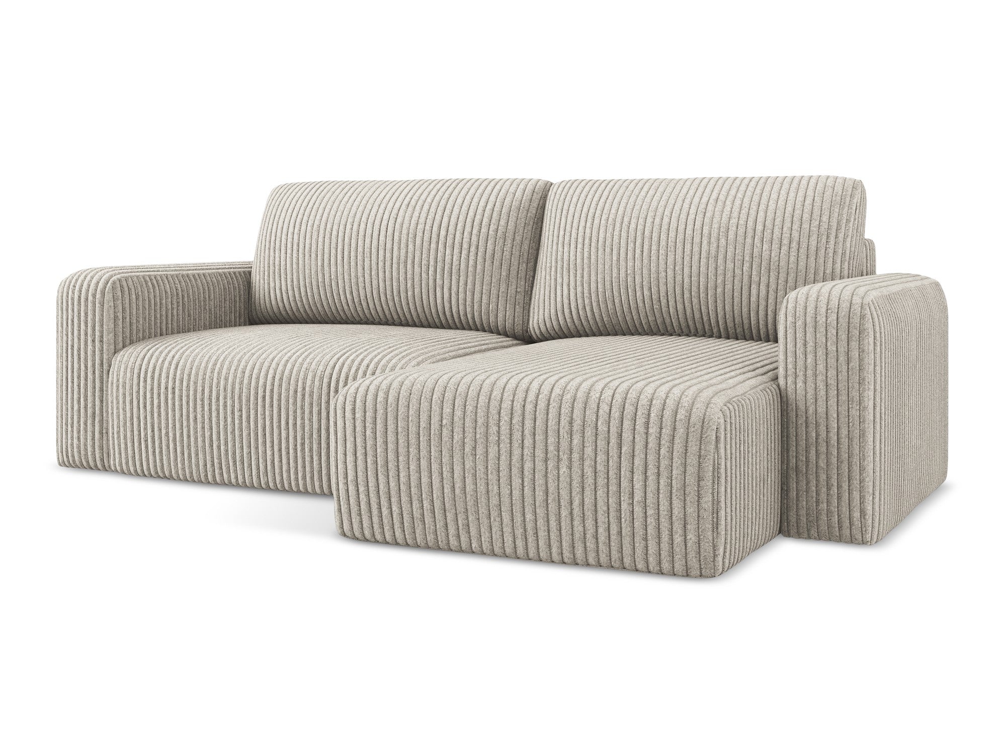 Rechtsseitige Eckcouch mit Schlaffunktion KONA dunkelbeige Cord